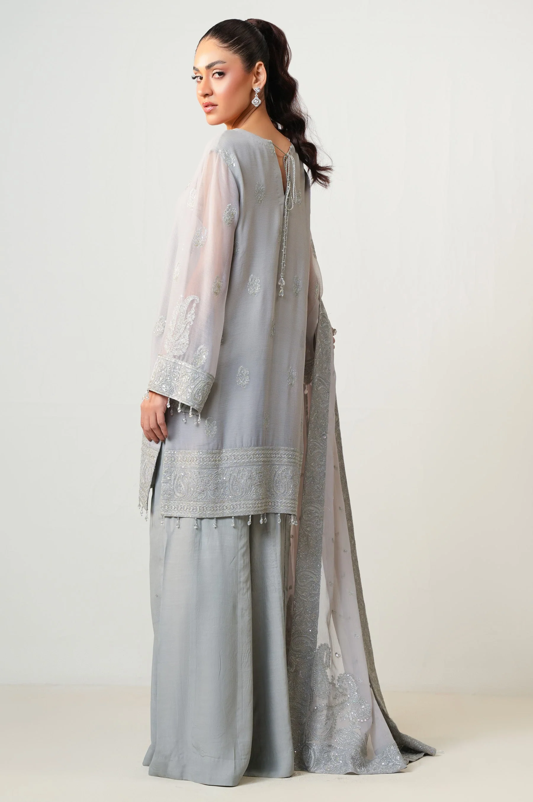 STITCHED EMBROIDERED CHIFFON SHIRT (FACTORY E-OUTLET) - Image 2