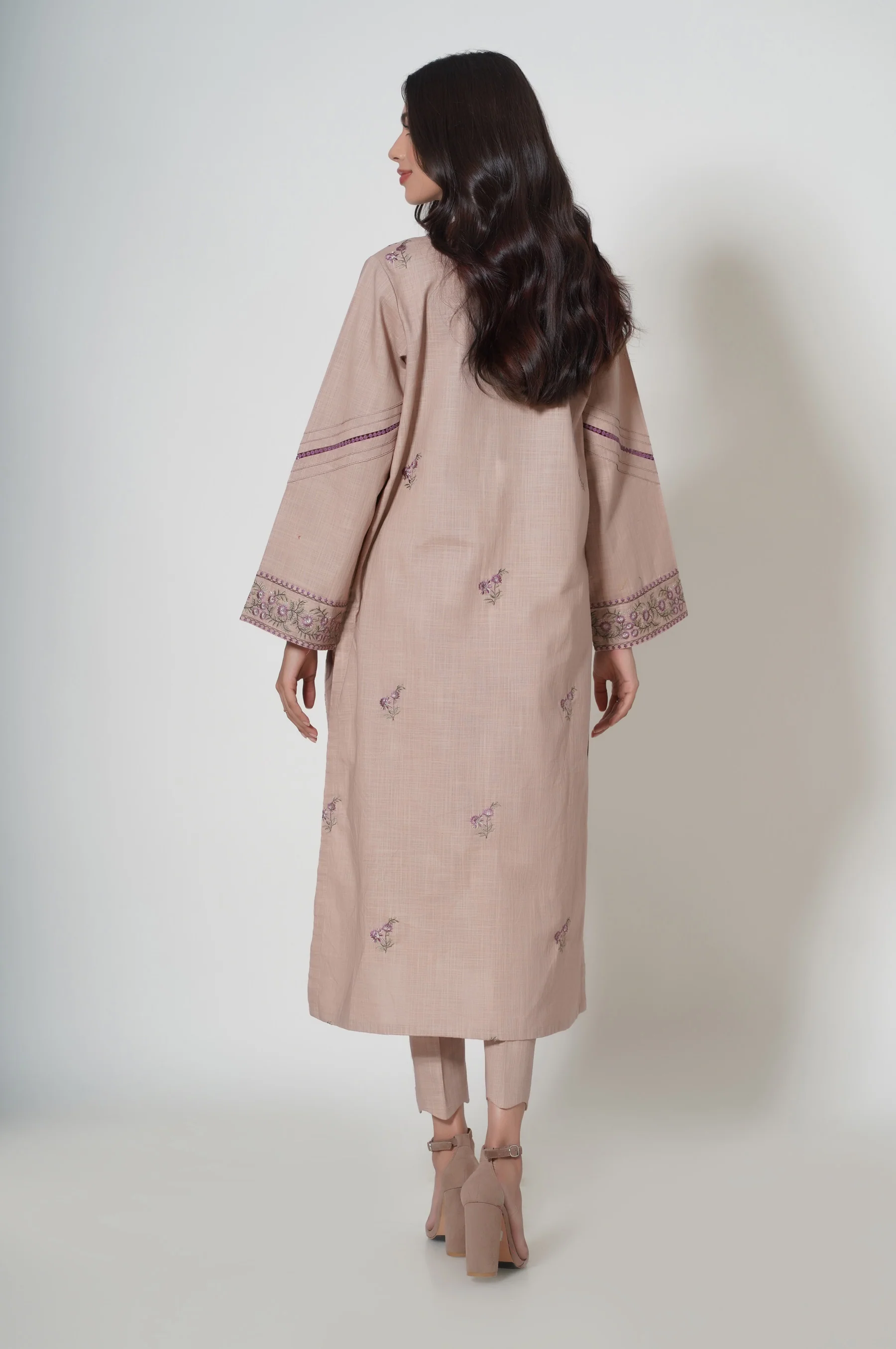 2 Piece Unstitched Embroidered Slub Suit - Image 2