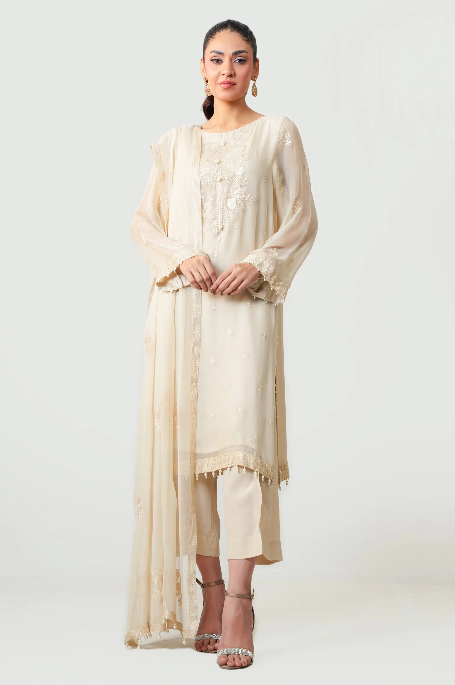 UNSTITCHED 3 PIECE EMBROIDERED SUIT