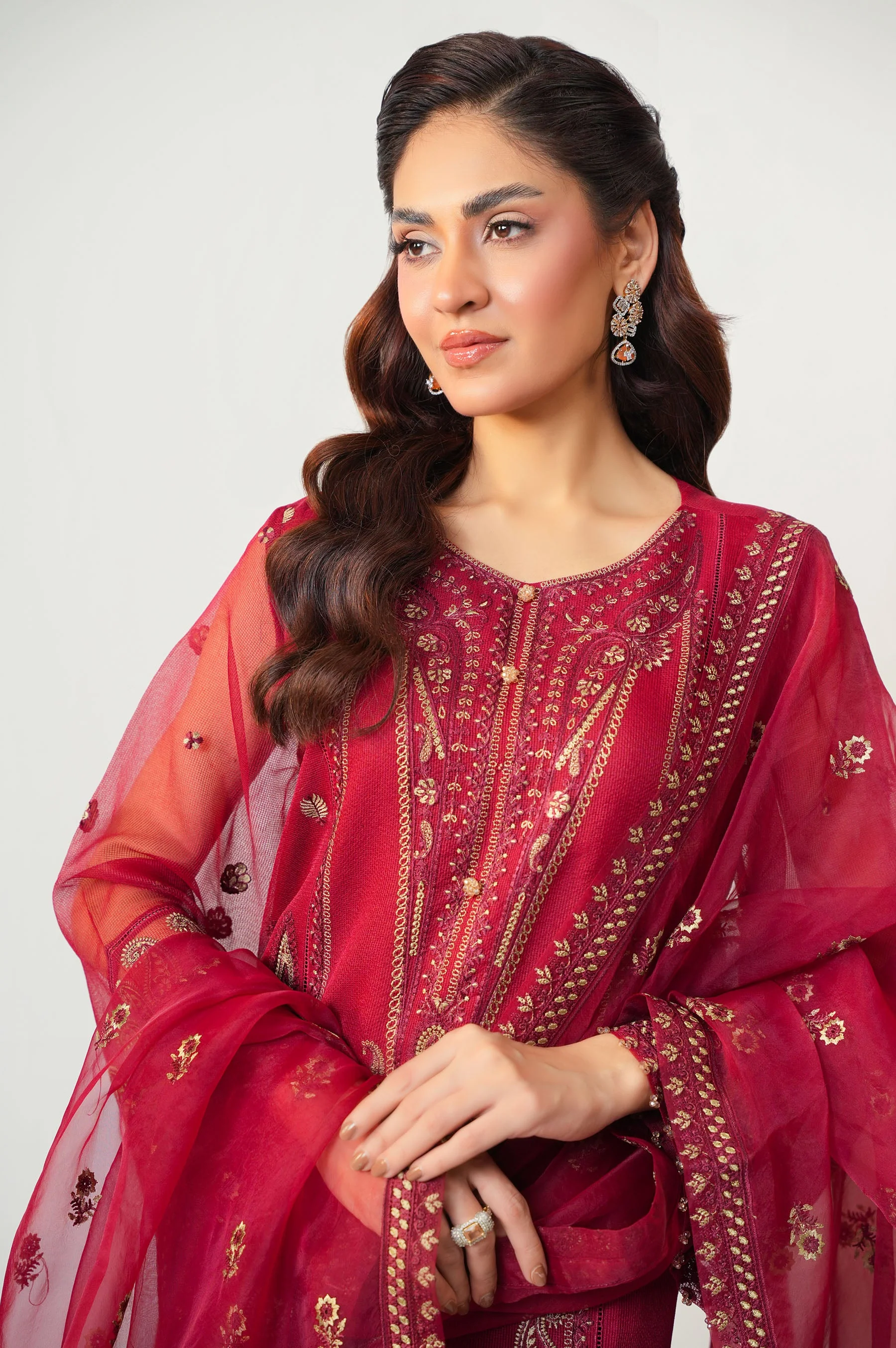 STITCHED EMBROIDERED RAJJO NET SUIT (FACTORY E-OUTLET) - Image 2