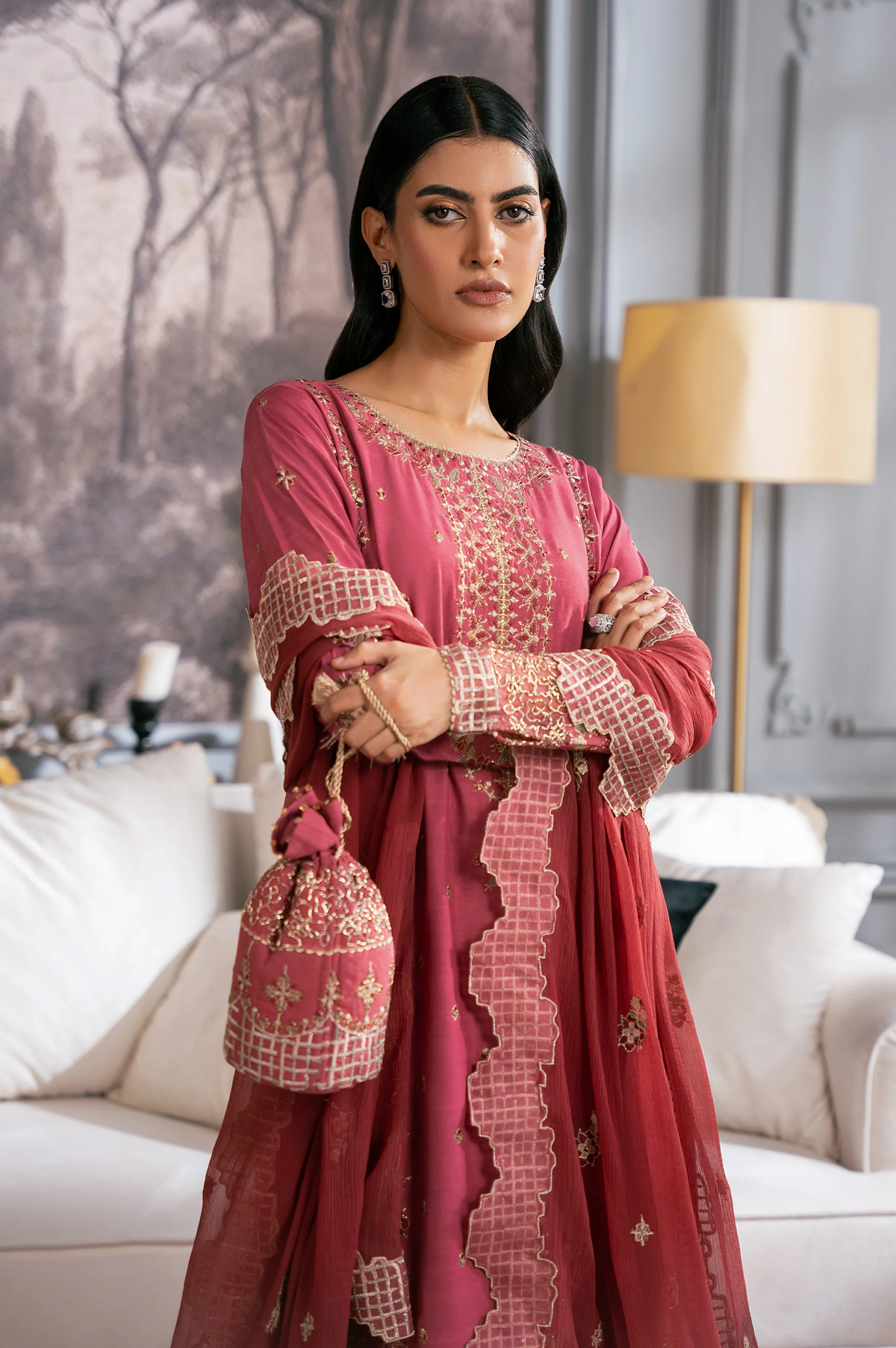UNSTITCHED 3 PIECE EMBROIDERED SUIT - Image 4