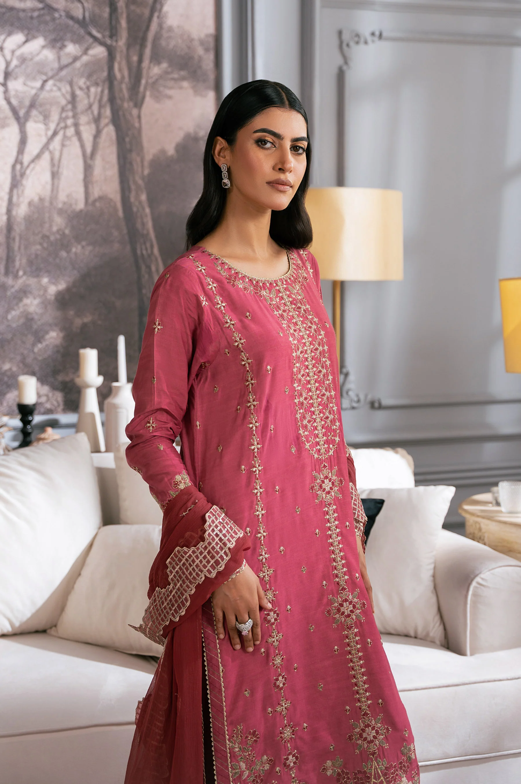 UNSTITCHED 3 PIECE EMBROIDERED SUIT - Image 5