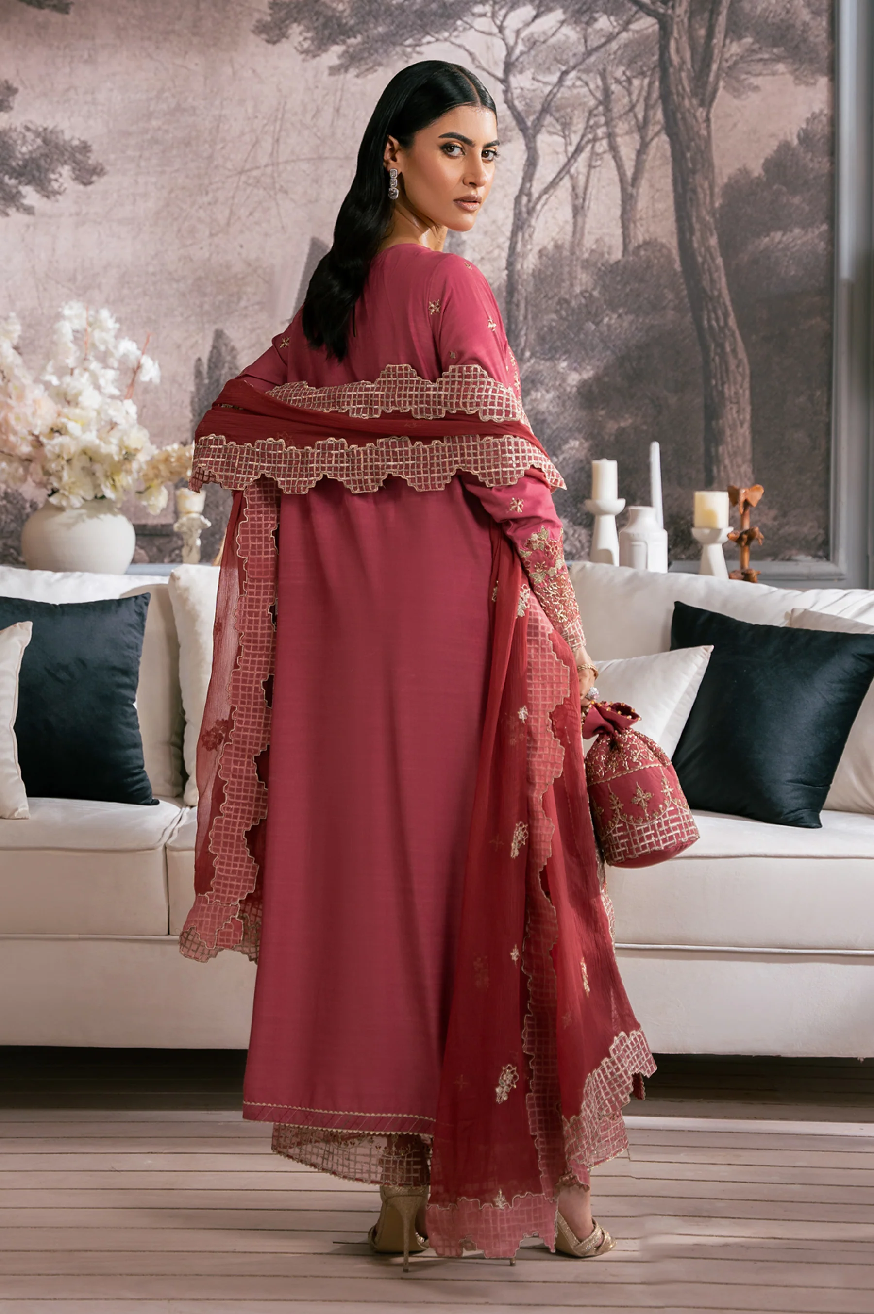 UNSTITCHED 3 PIECE EMBROIDERED SUIT - Image 7