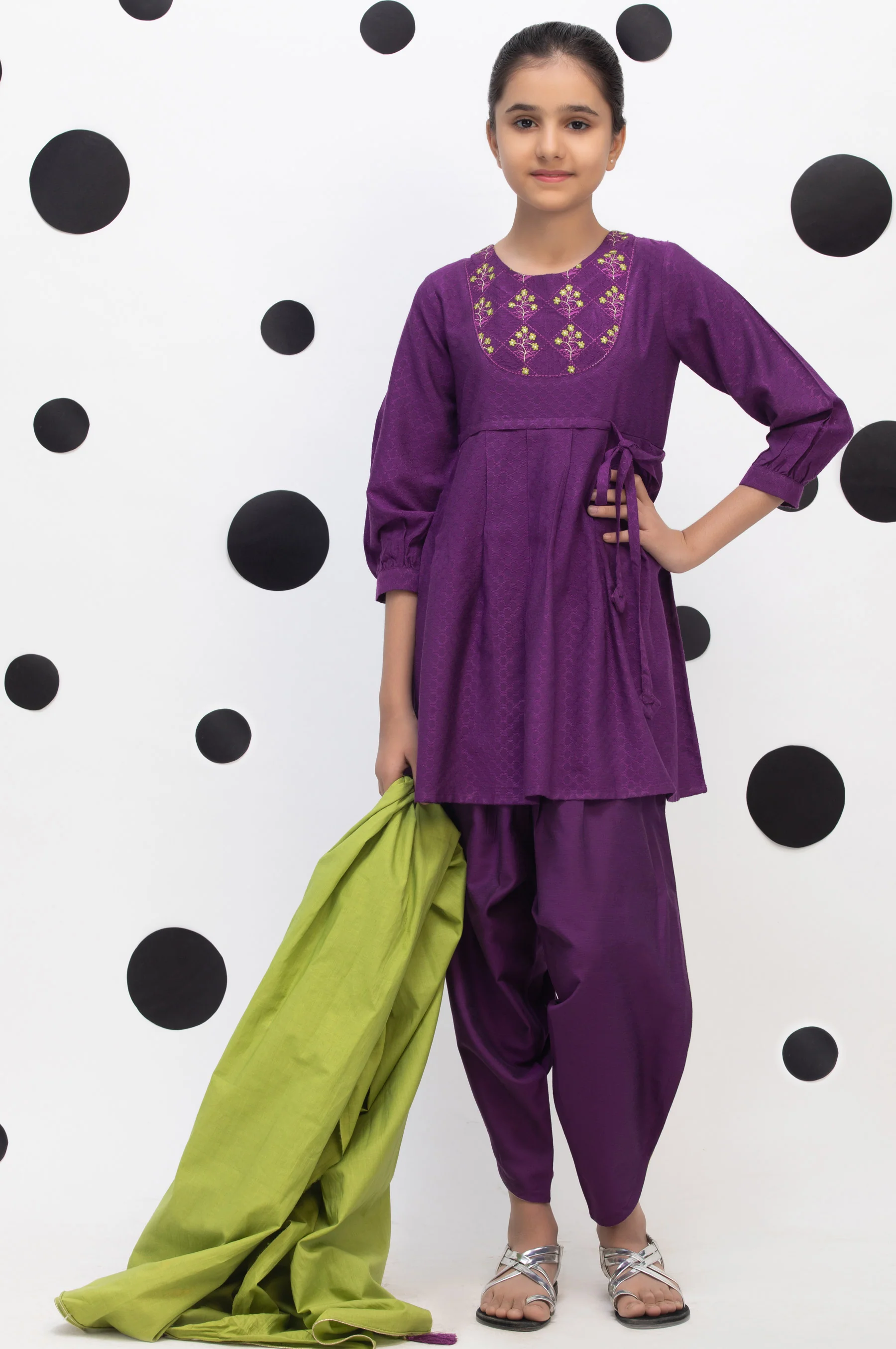 3 Piece Embroidered Suit-Staple Jacquard