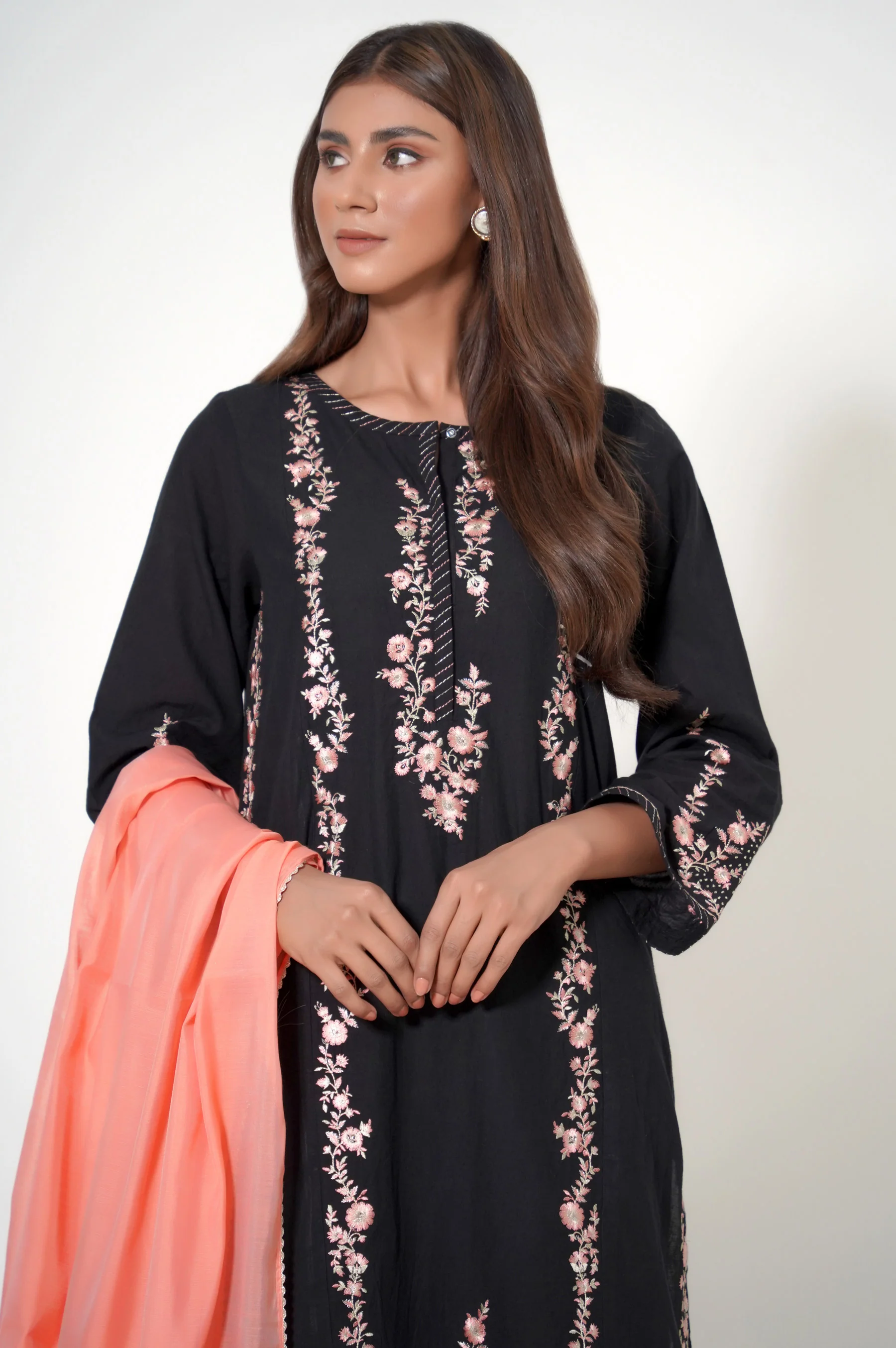 3 Piece Unstitched Embroidered Cambric Suit - Image 3