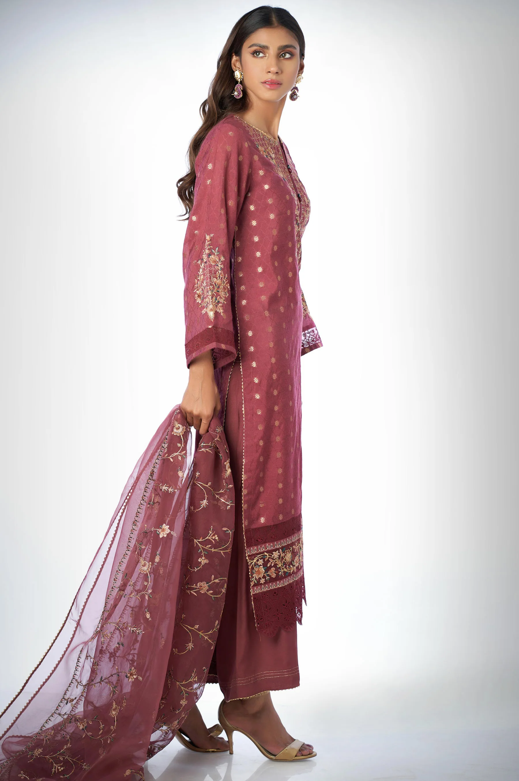 3 piece Unstitched Embroidered Zari Jacquard Suit - Image 6