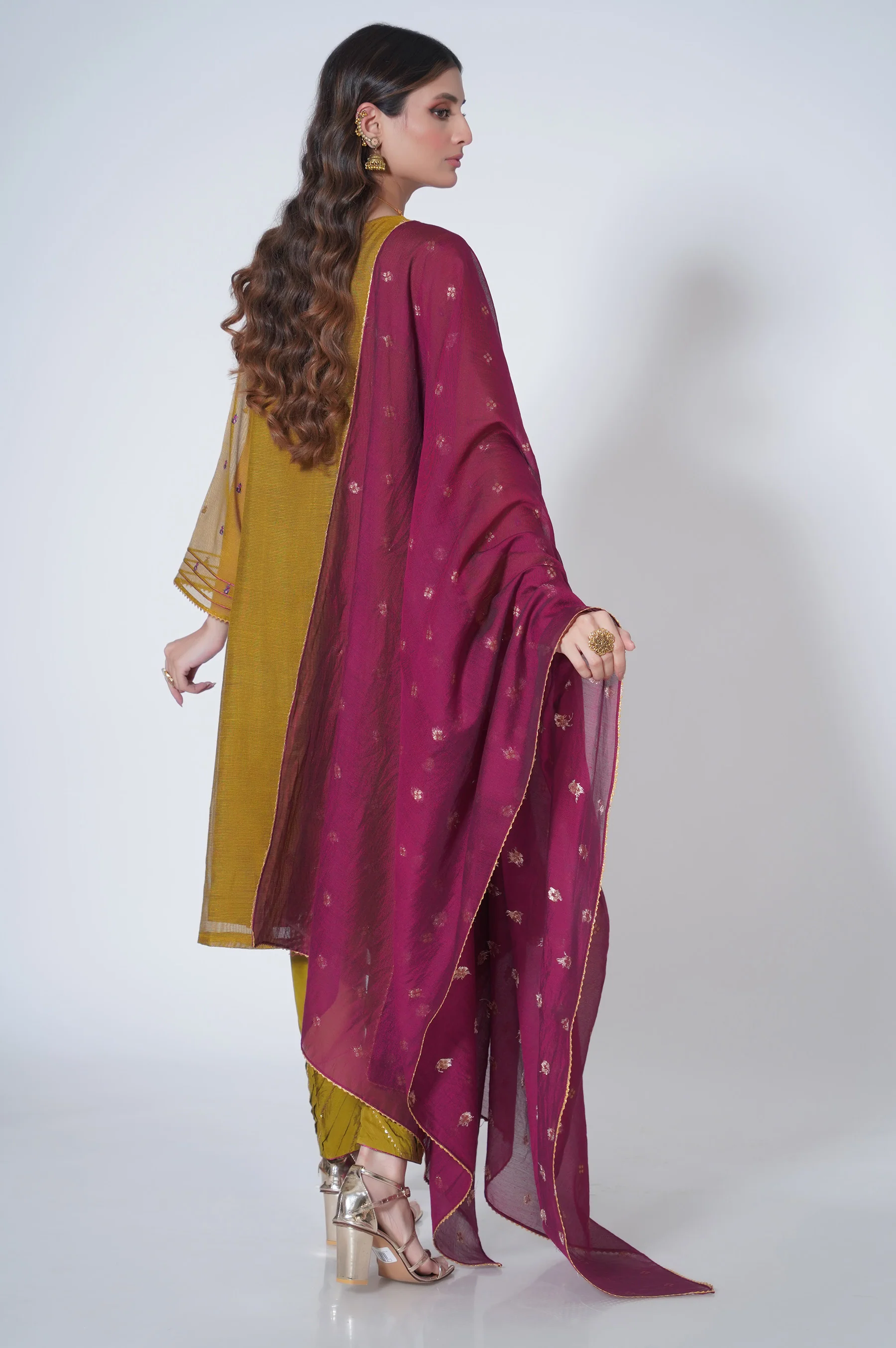 3 Piece Unstitched Embroidered Khadi Net Suit - Image 6