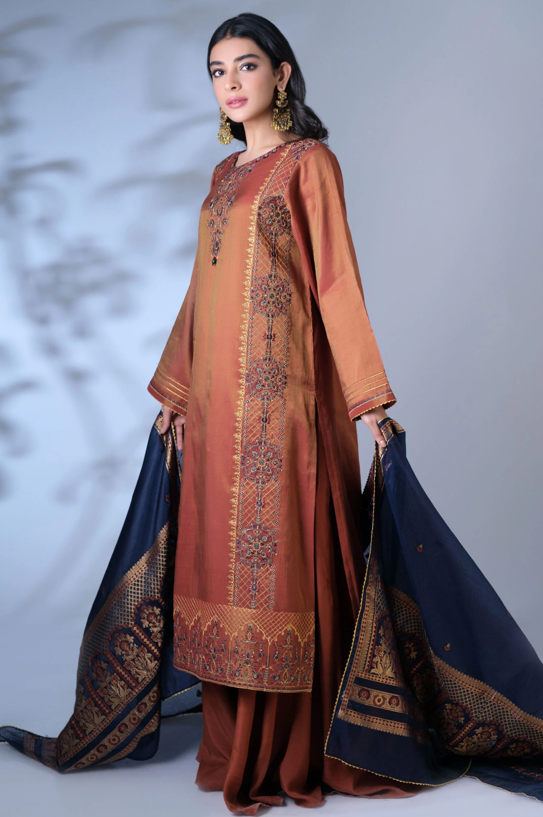 Unstitched 3 Piece Embroidered Mysuri Suit - Image 2