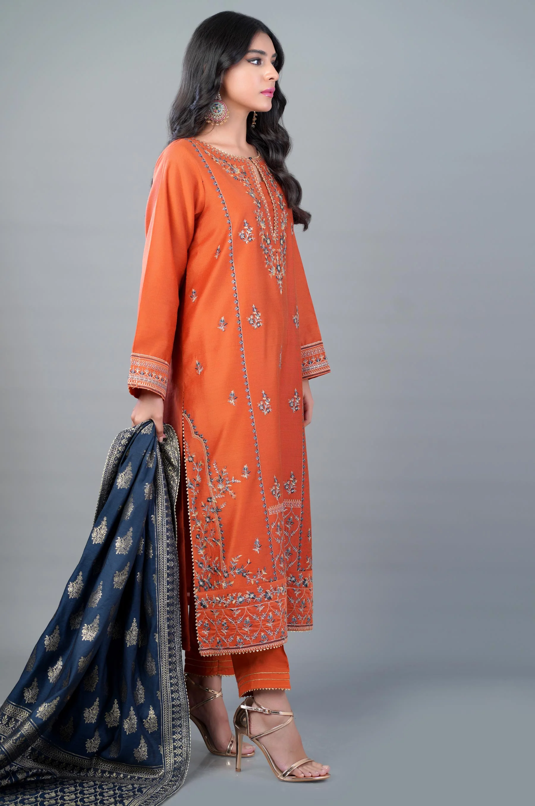 3 Piece Unstitched Embroidered Cotton Net Suit - Image 2
