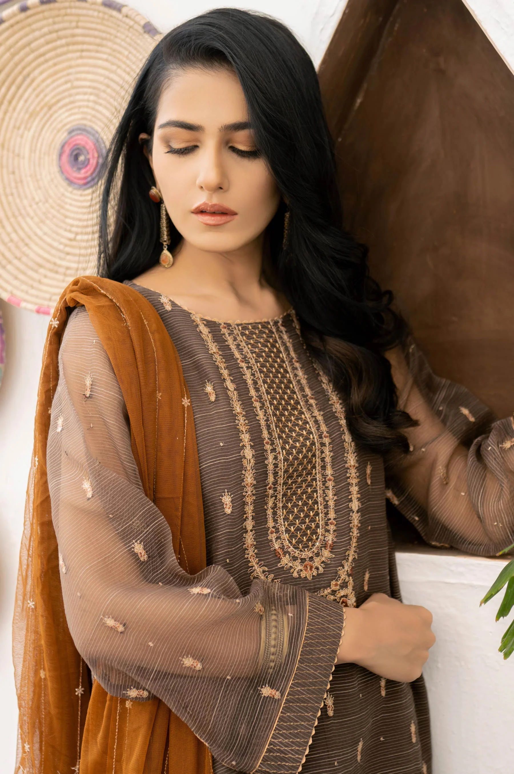 3 Piece Unstitched Embroidered Textured Organza Suit