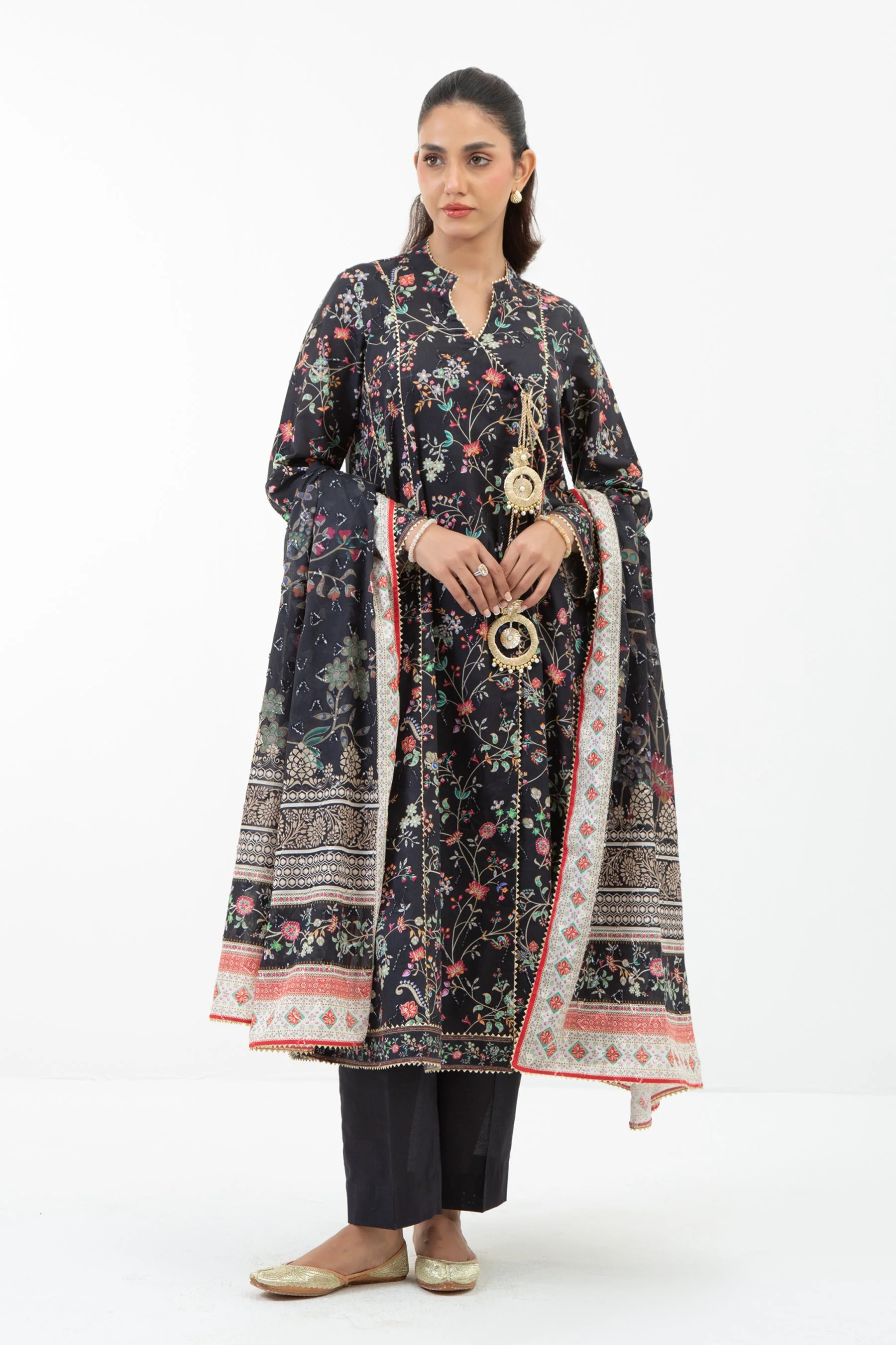 PRINTED JACQUARD UNSTITCHED 3 PIECE SUIT - Image 6