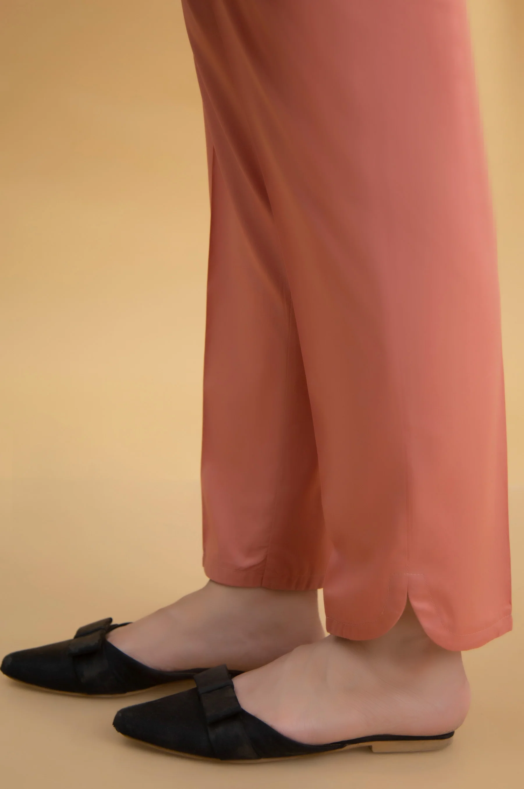 Basic Cambric Cigarette Pants - Coral - Image 2