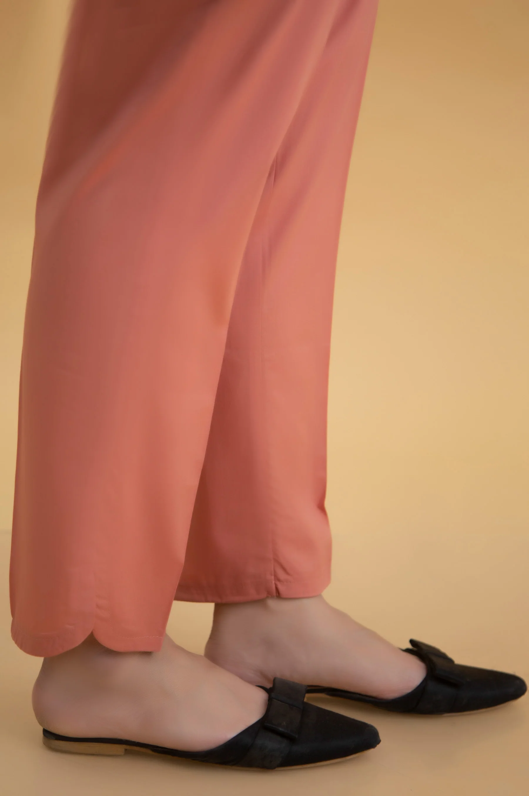 Basic Cambric Cigarette Pants - Coral - Image 3