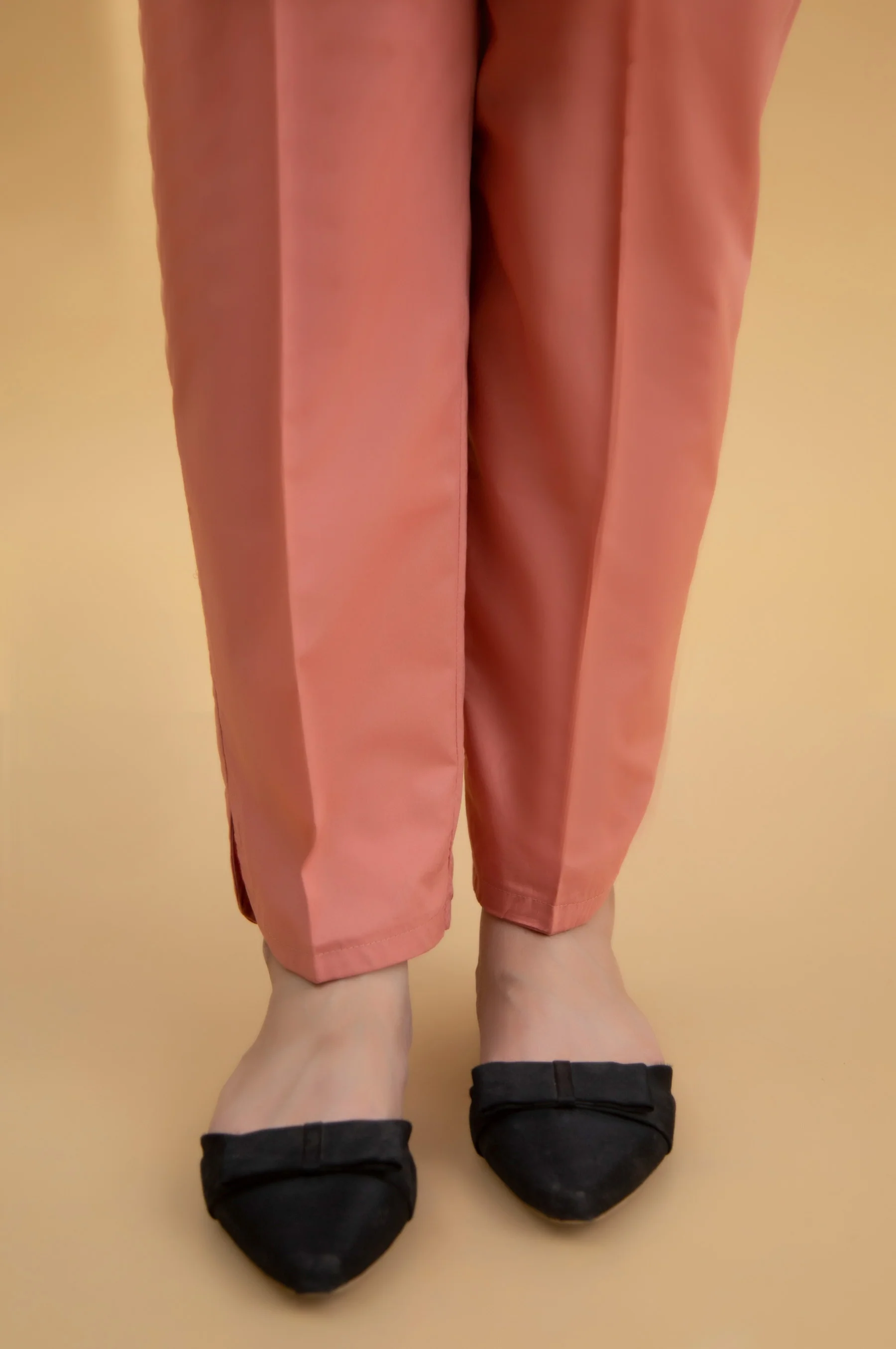 Basic Cambric Cigarette Pants - Coral - Image 4