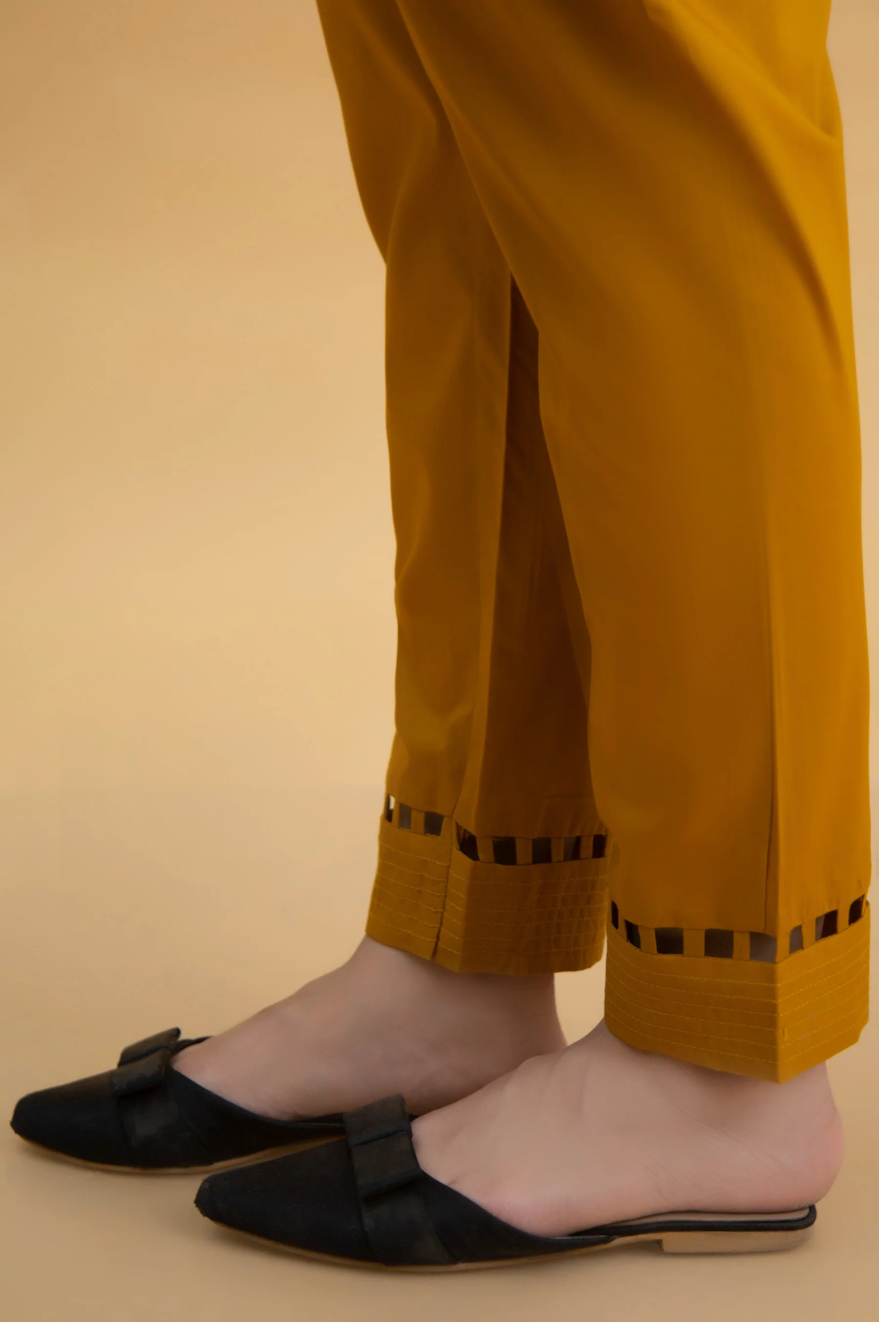 Basic Cambric Cigarette Pants - Mustard - Image 3