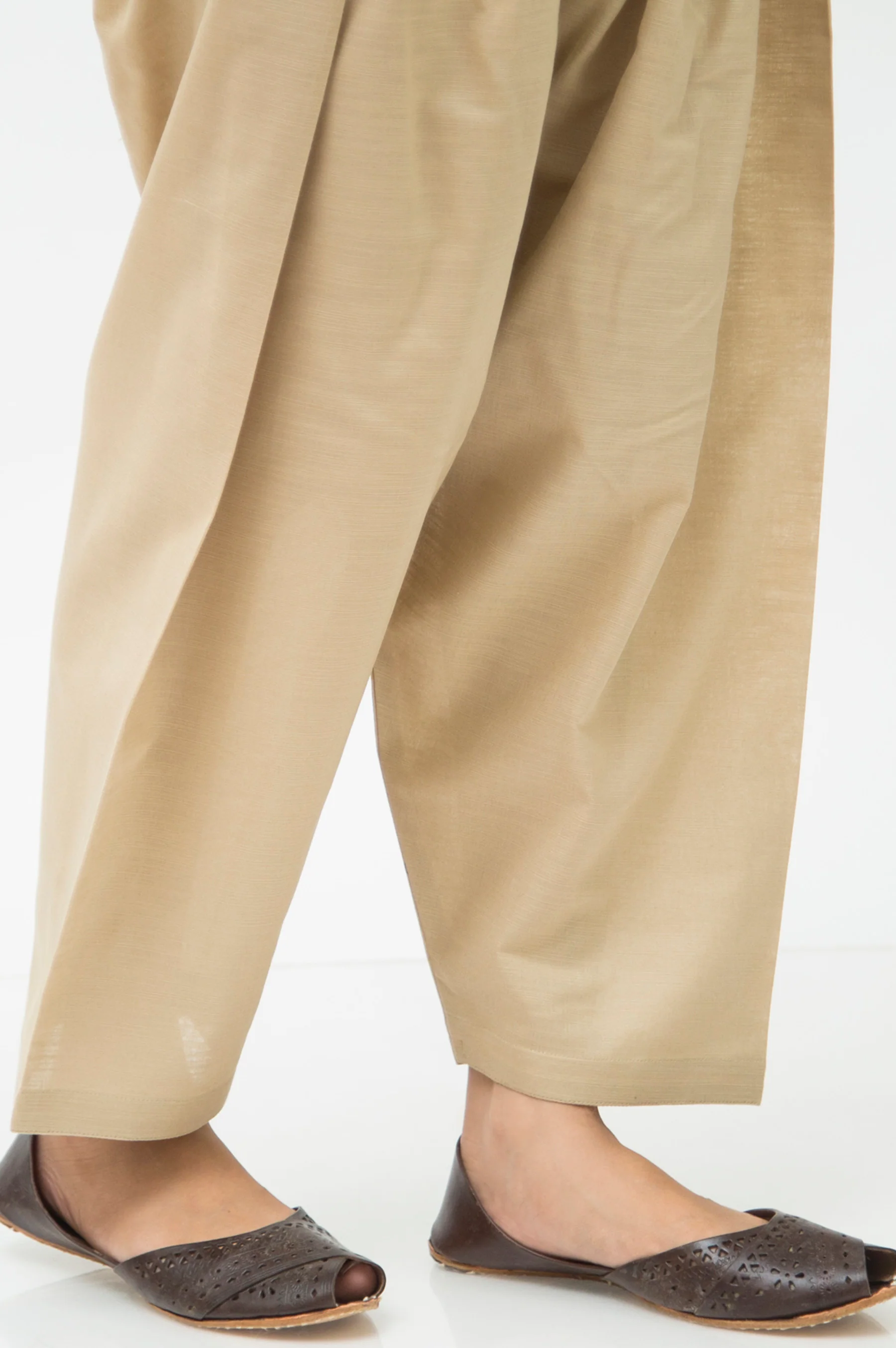Basic Cambric Shalwar - Beige - Image 3