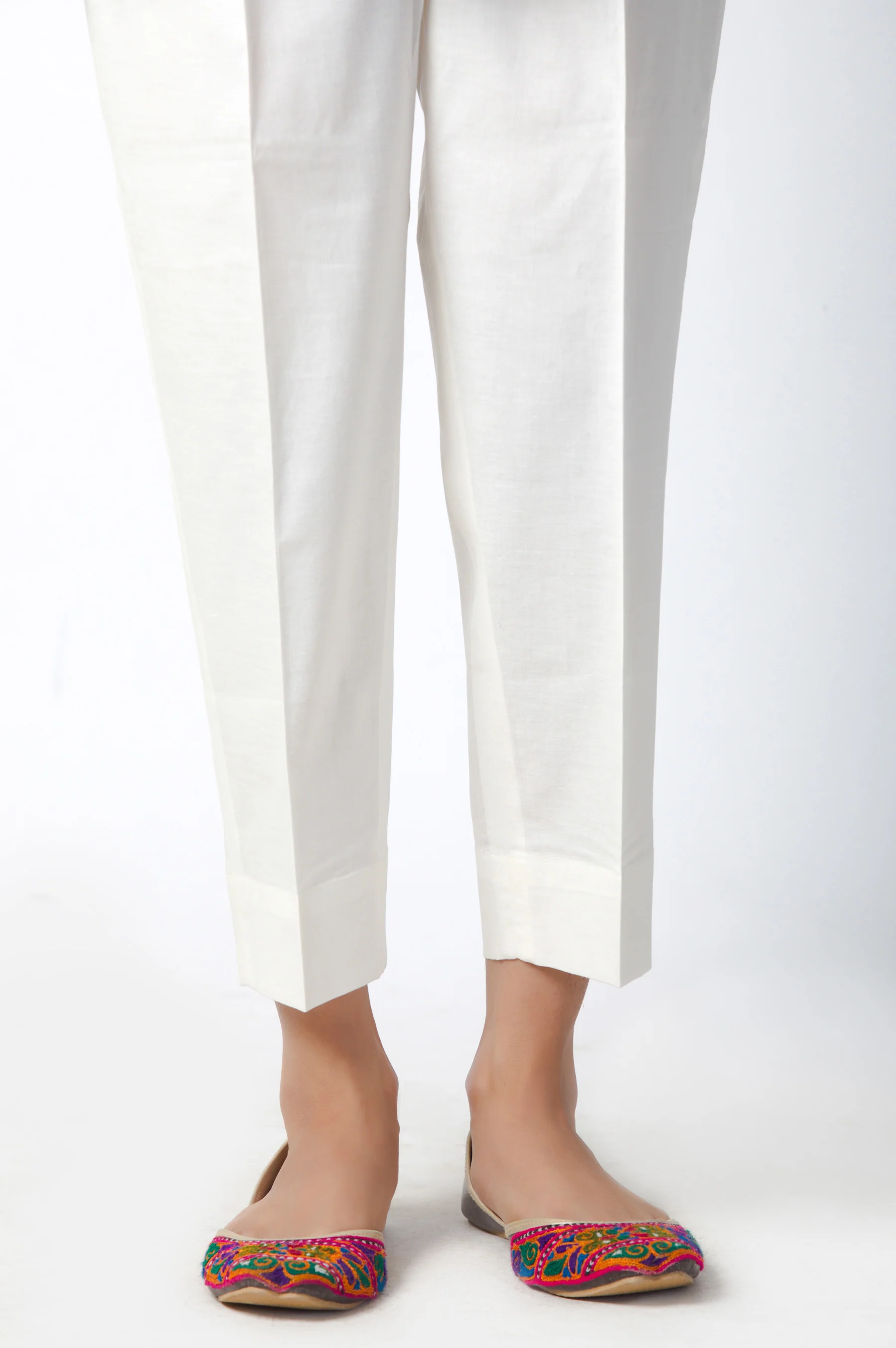 Cambric Basic Plain Cigarette Pants - Off-White - Image 2