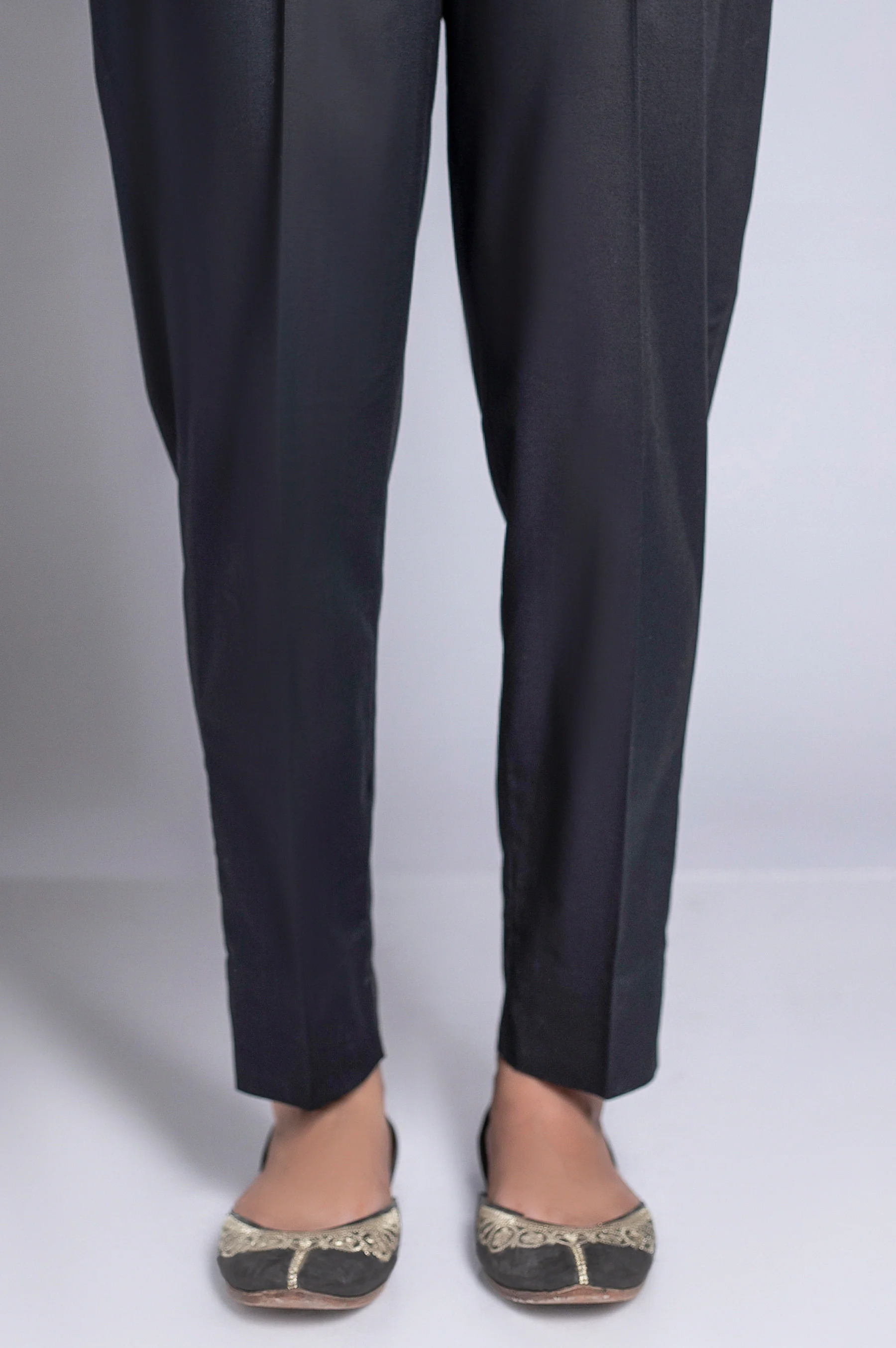 Basic Cambric Cigarette Pants - Black