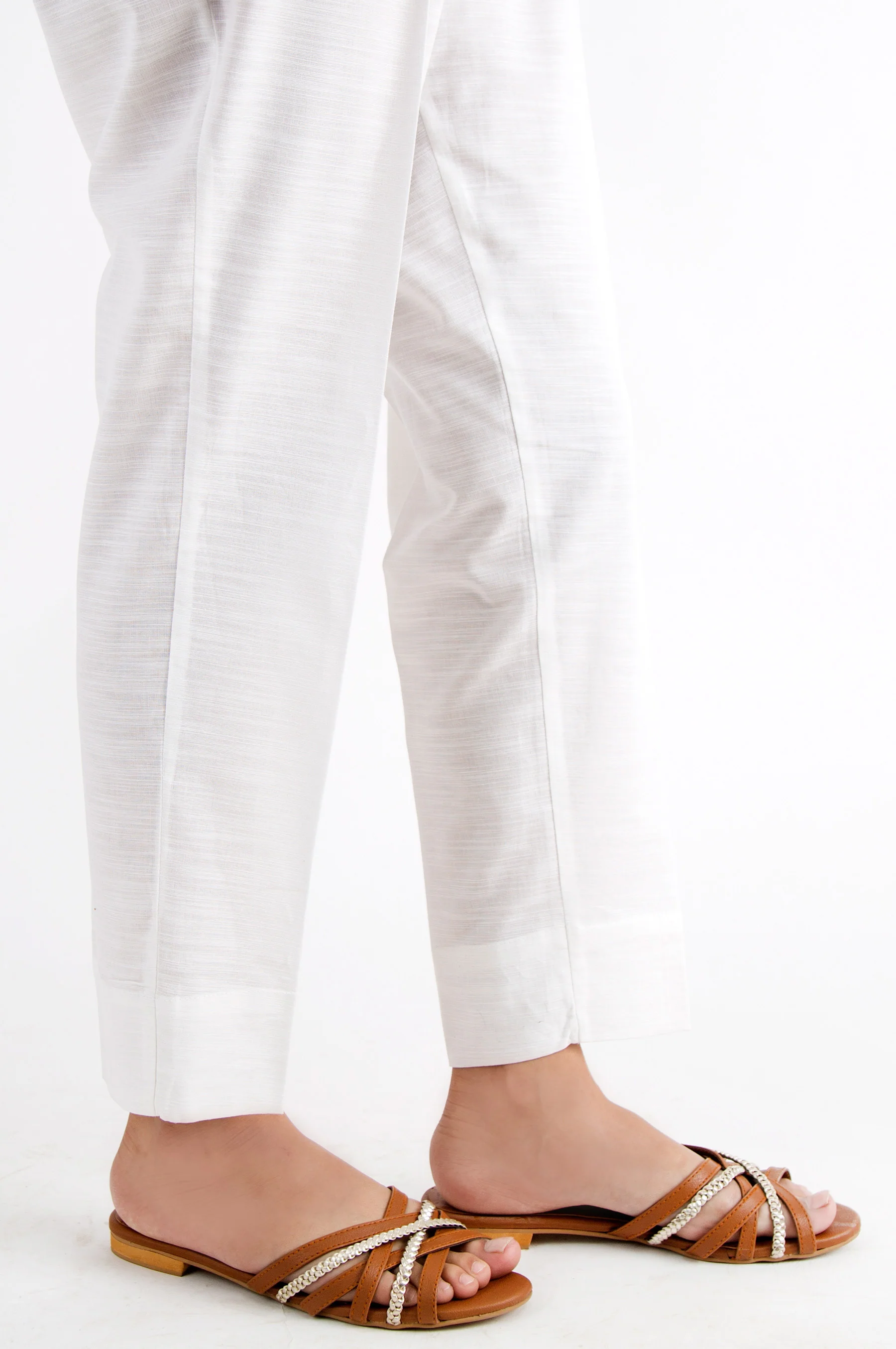 Basic Khaddar Pants - White - Image 3