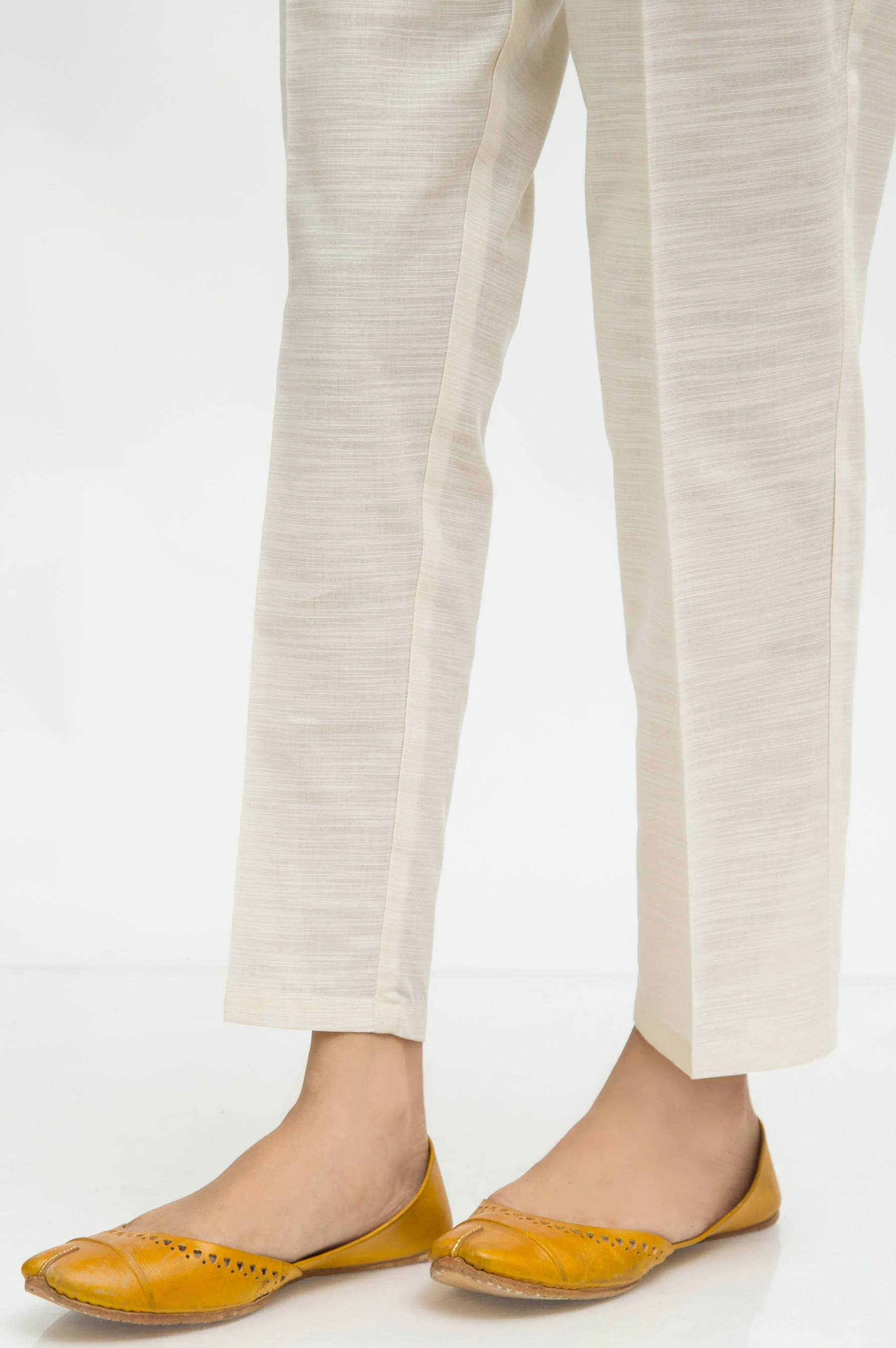 Basic Khaddar Cigarette Pants - Off White - Image 3