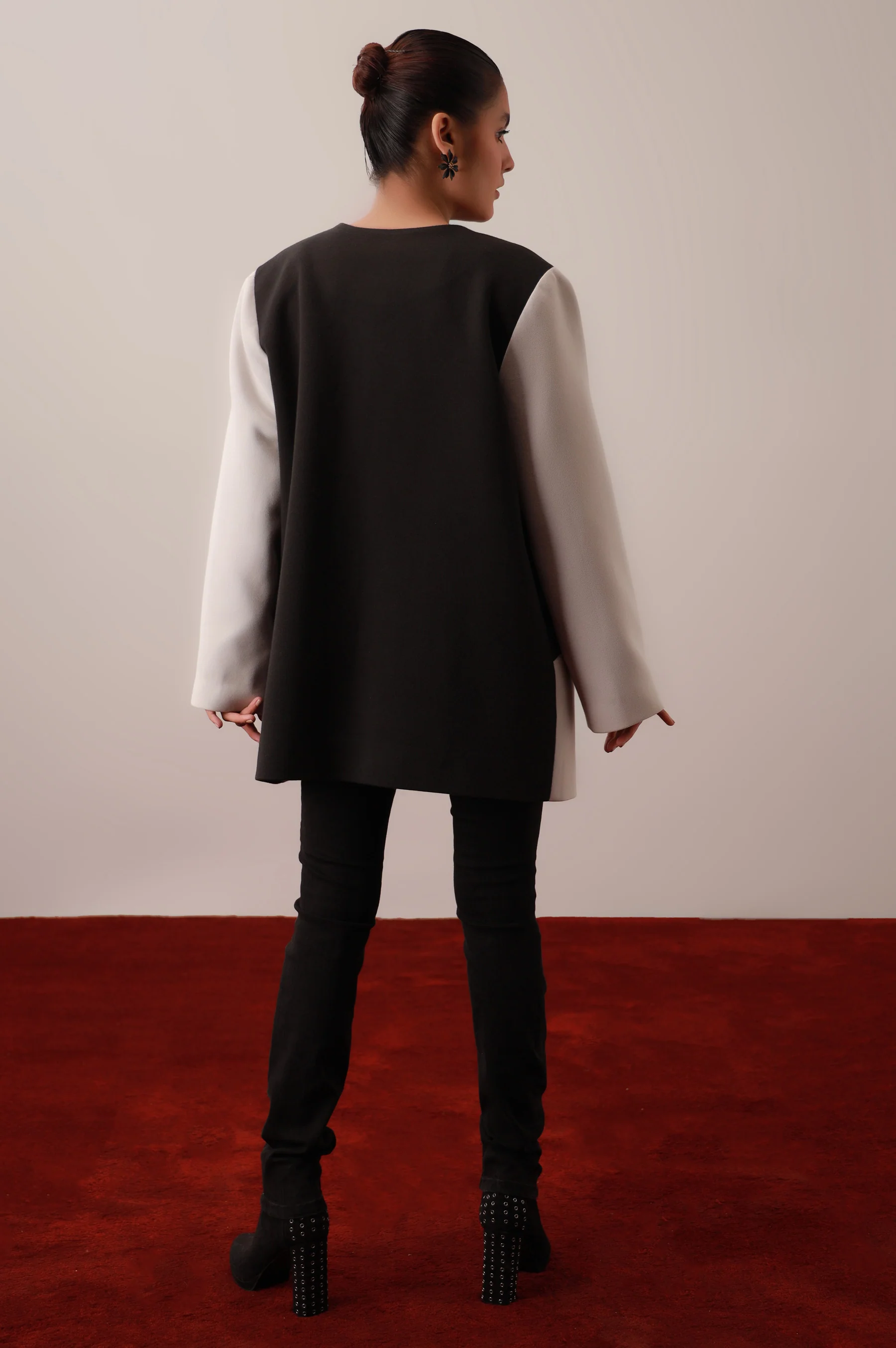 Black/Grey Front Open Blazer - Image 4