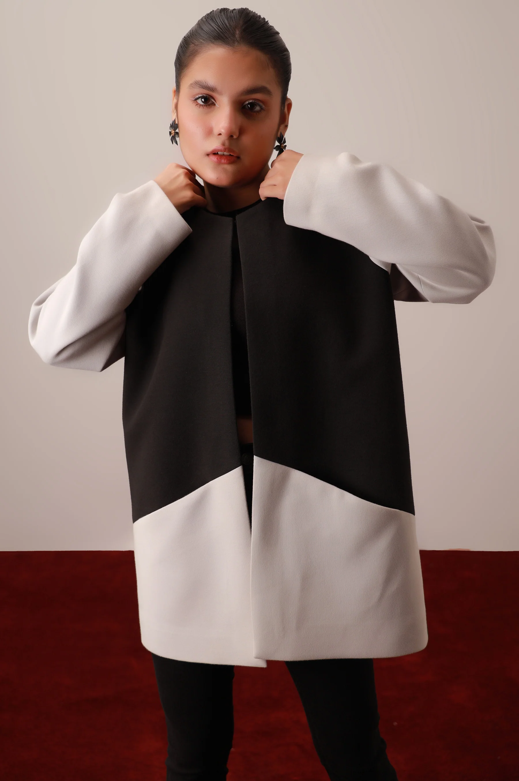Black/Grey Front Open Blazer - Image 5