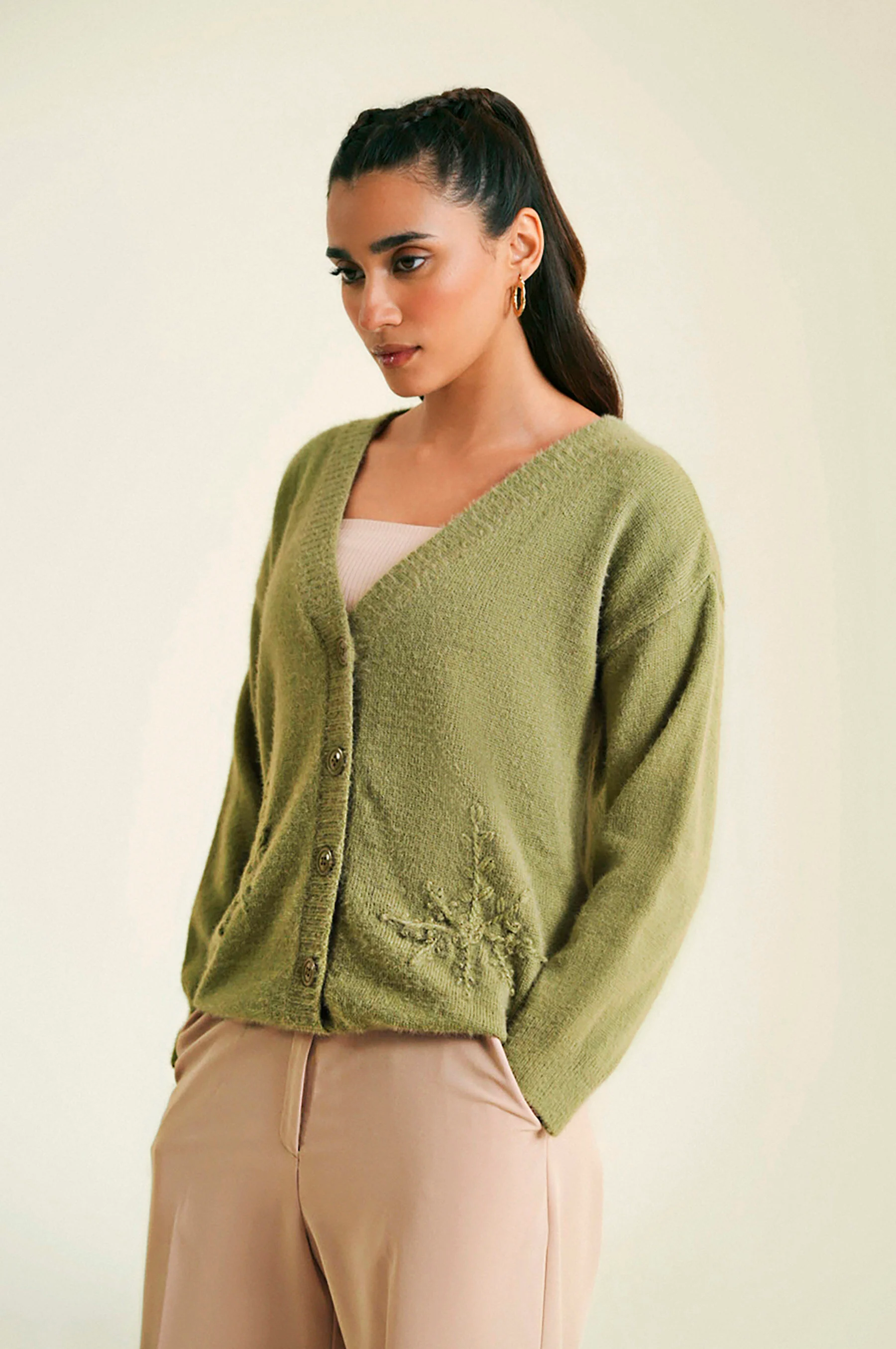 Button Down Sweater Full Sleeves - Image 3