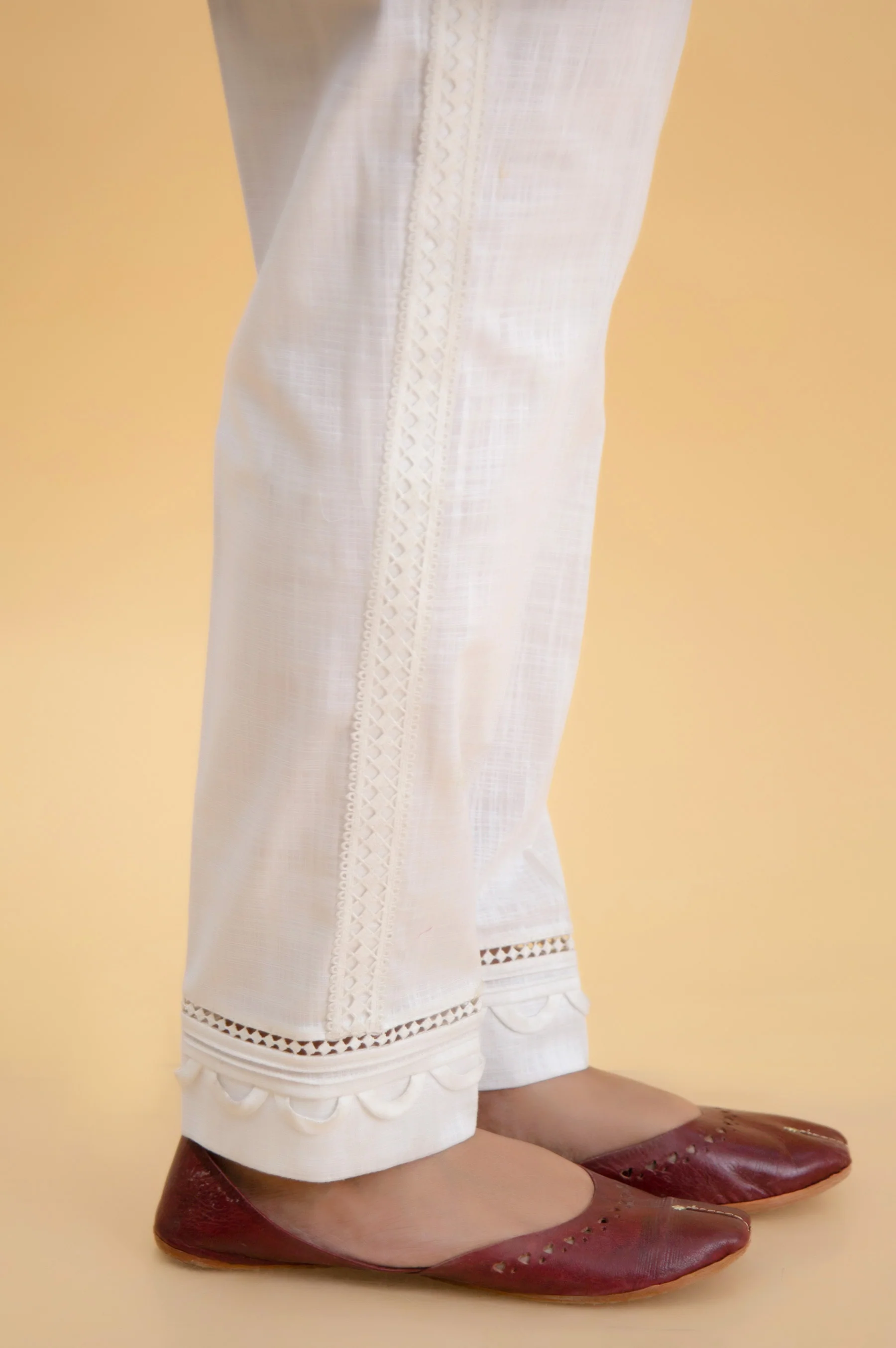Embroidered Cotton Slub Cigarette Pants - Image 3