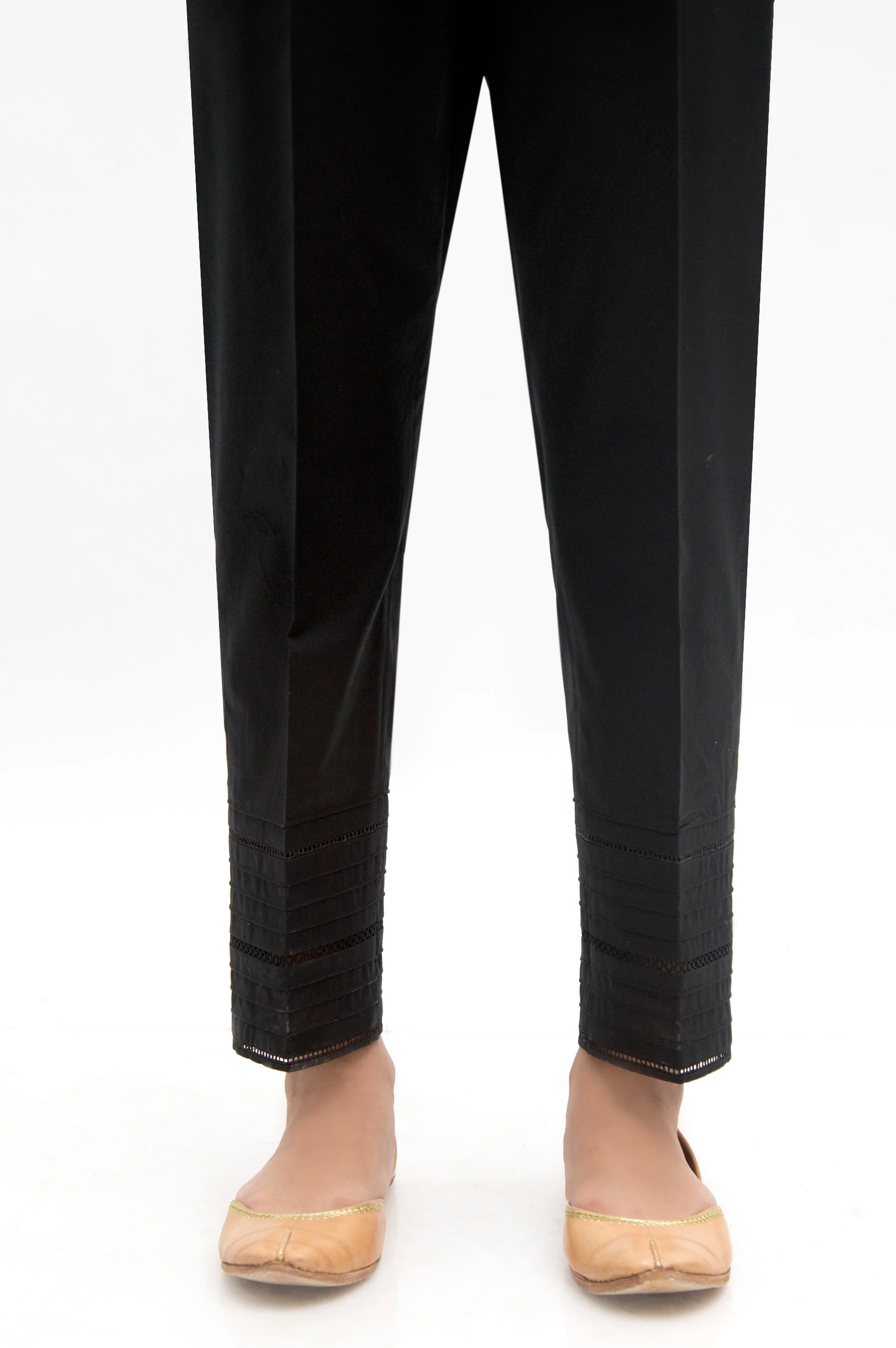 Embellished Cambric Cigarette Pants - Black