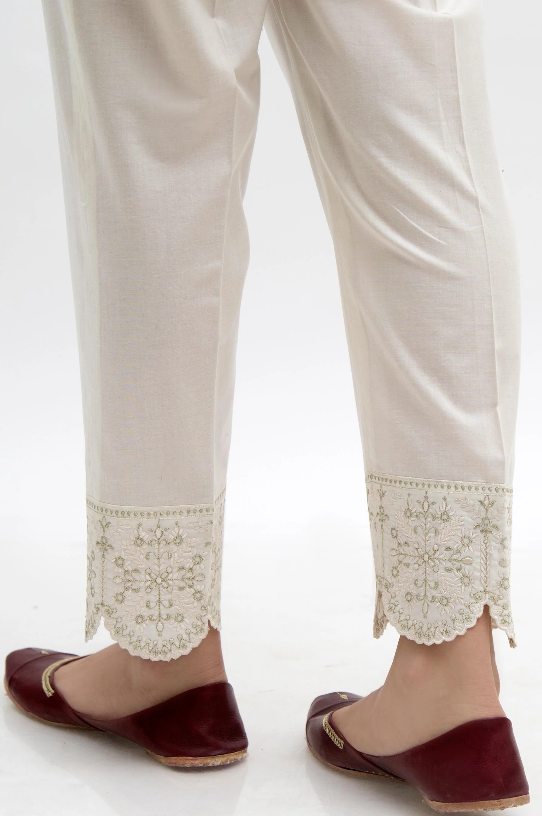 Embroidered Cambric Cigarette Pants - OffWhite - Image 2