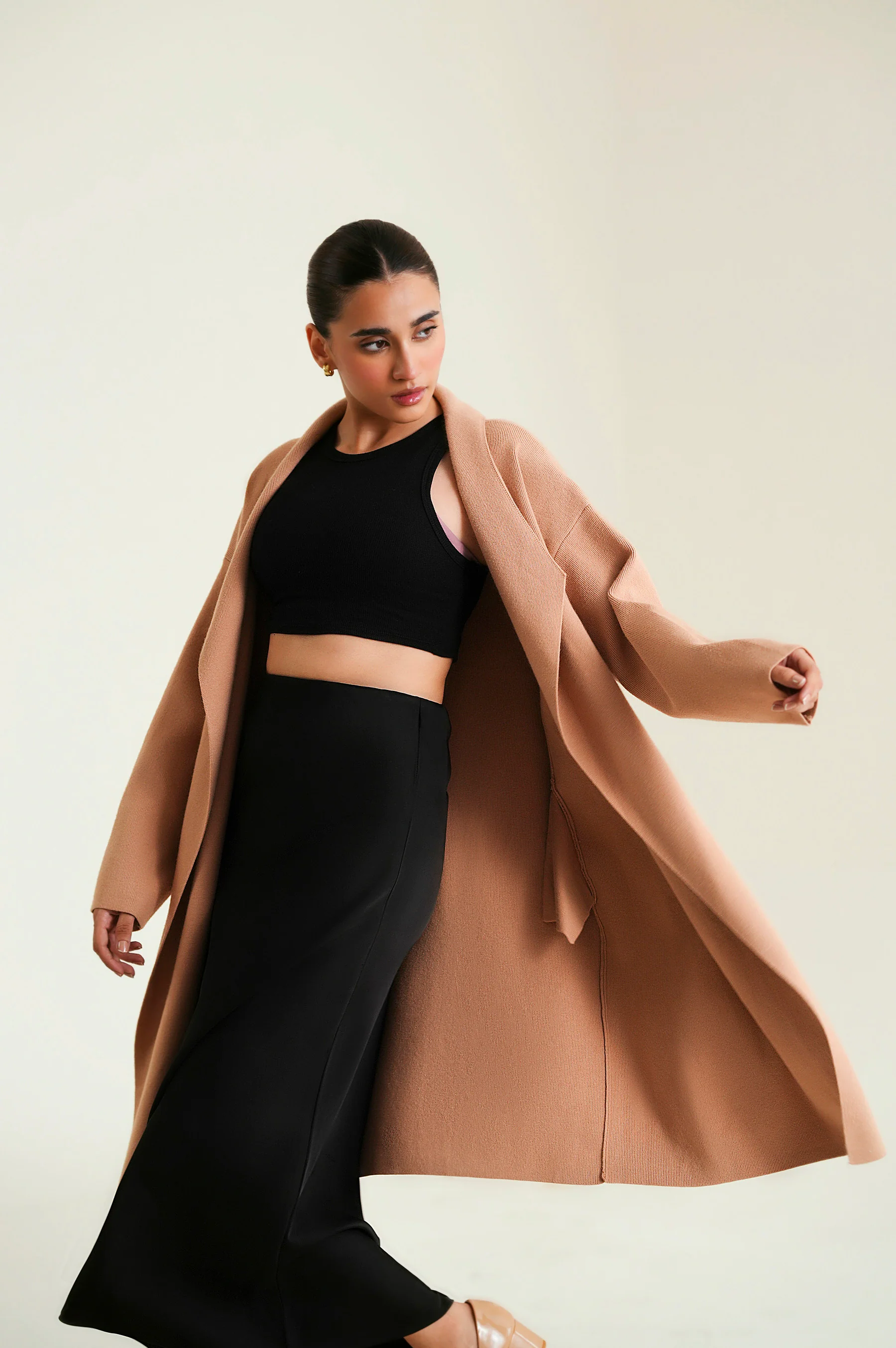 Cardigan Style Sweater - Camel - Image 2