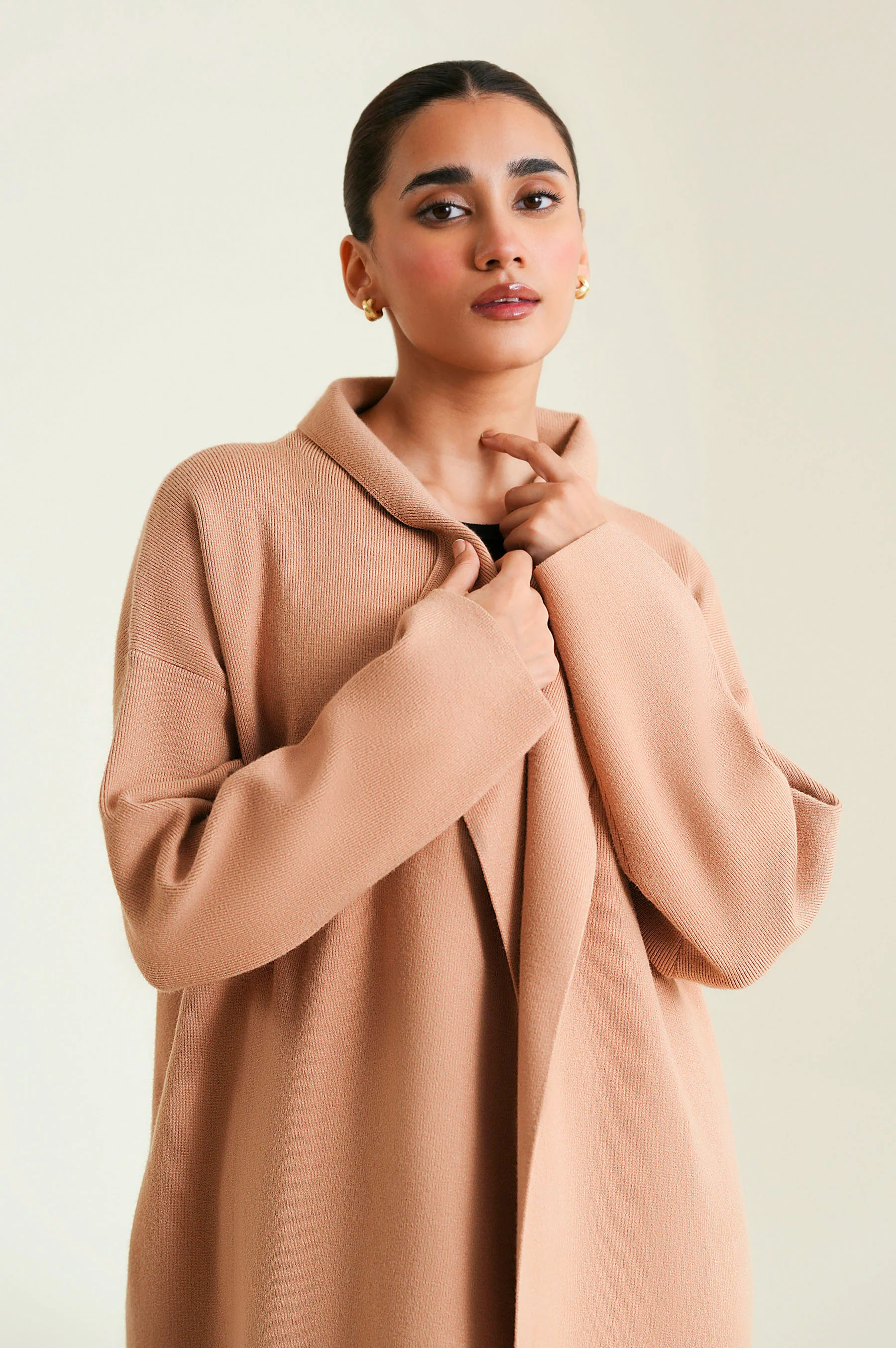 Cardigan Style Sweater - Camel - Image 6