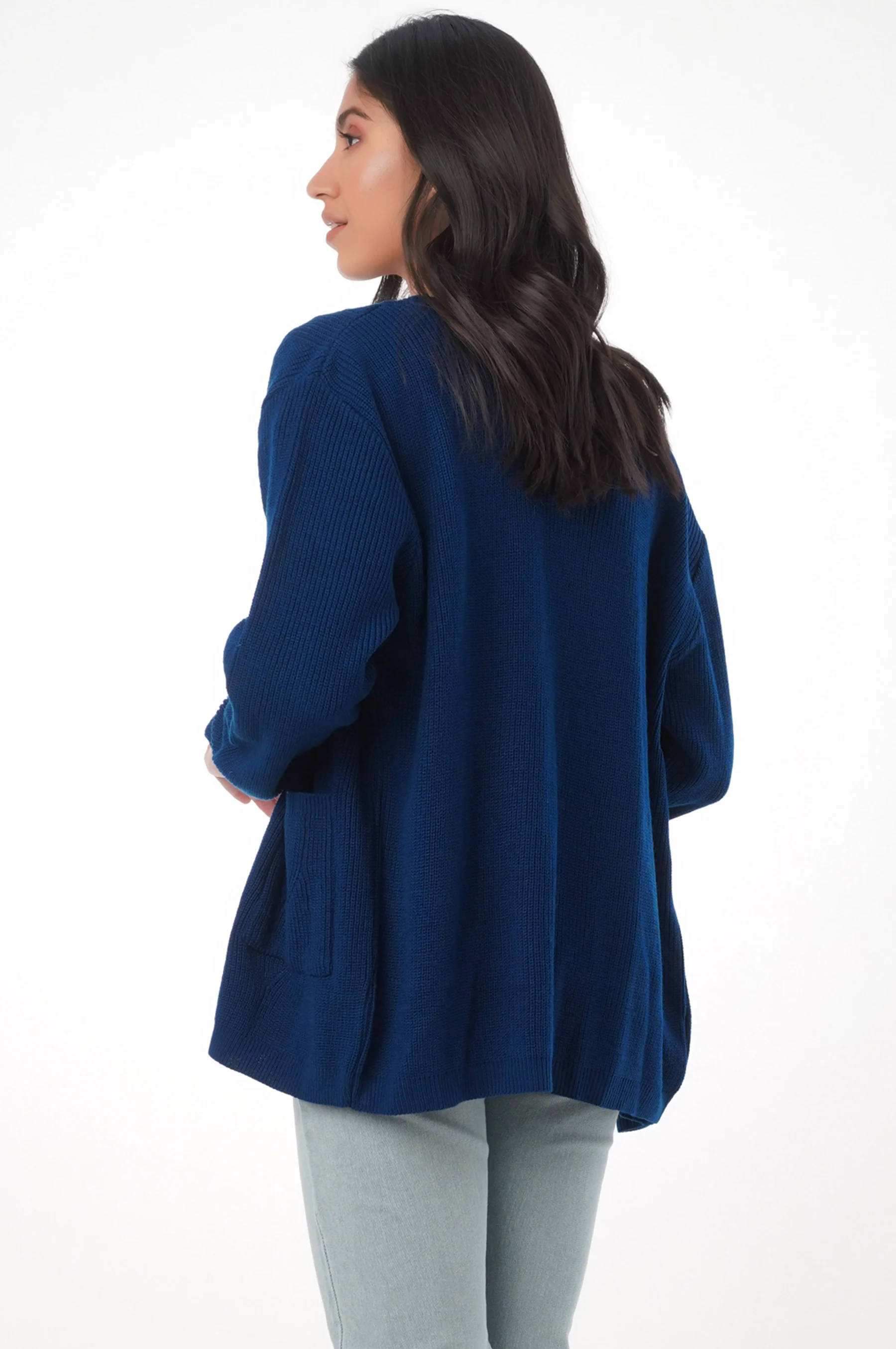 Classic Knitted Cardigan - Blue - Image 2