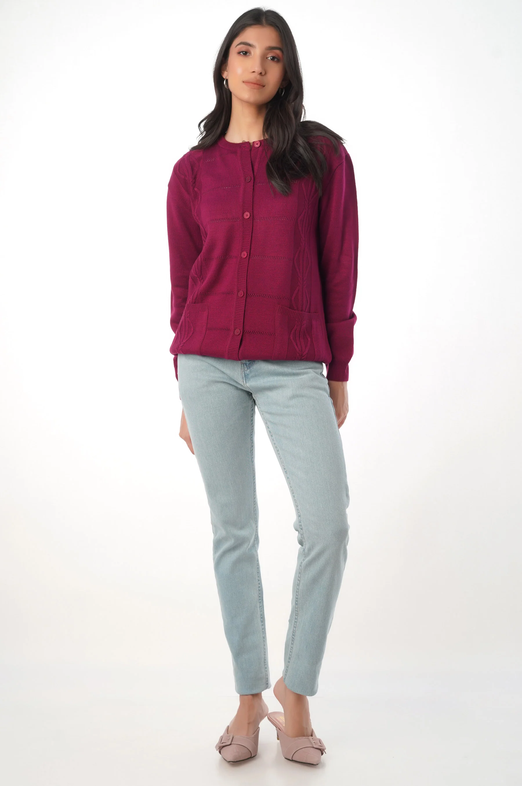 Classic Knitted Cardigan - Violet