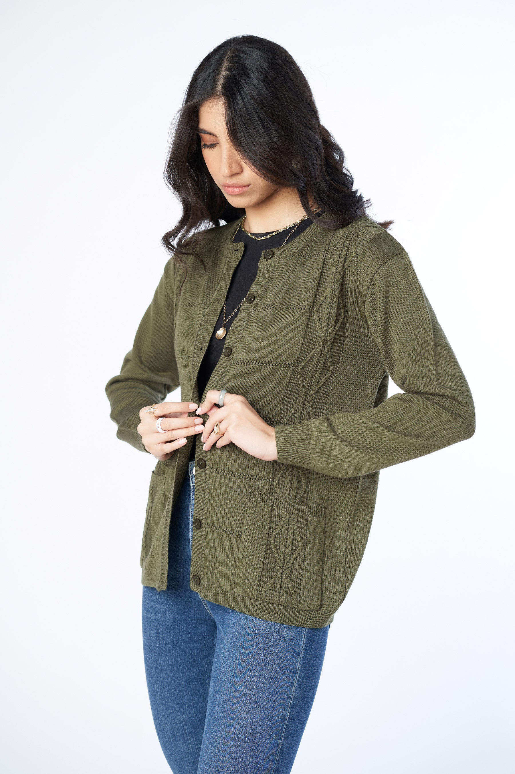 Classic Knitted Cardigan - Olive