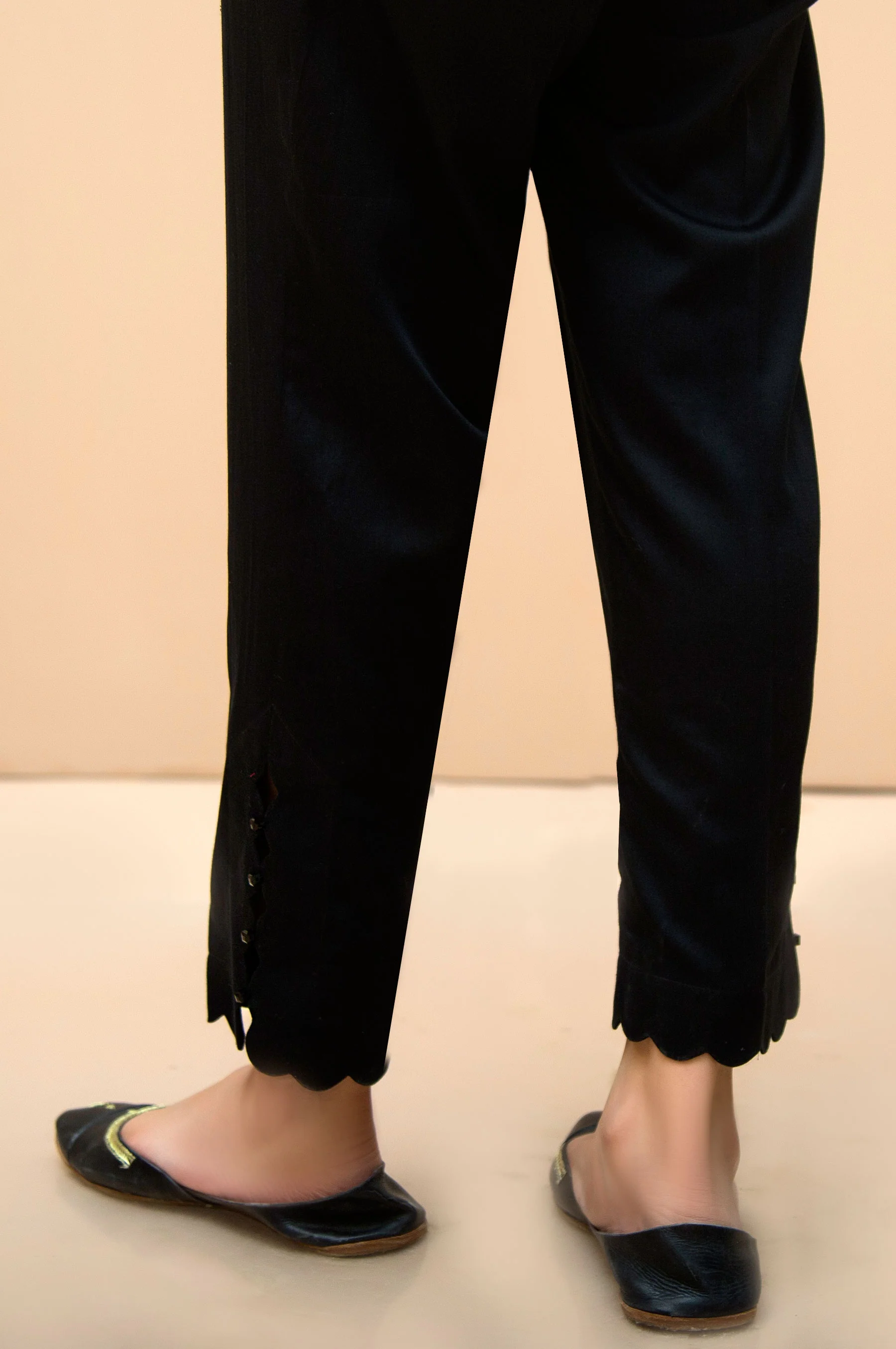 Embellished Cotton Satin Cigarette Pants - Black - Image 2