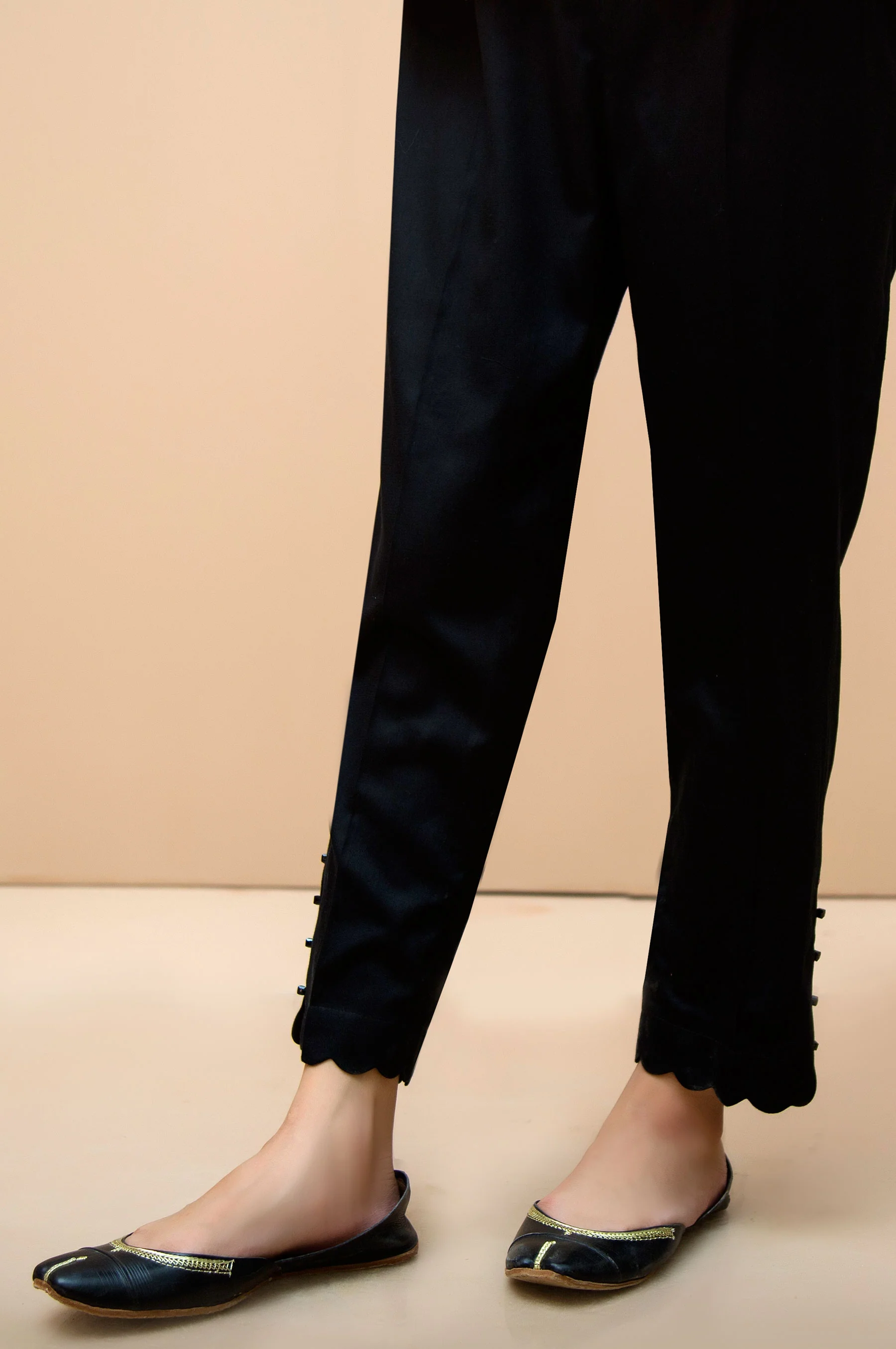 Embellished Cotton Satin Cigarette Pants - Black - Image 3