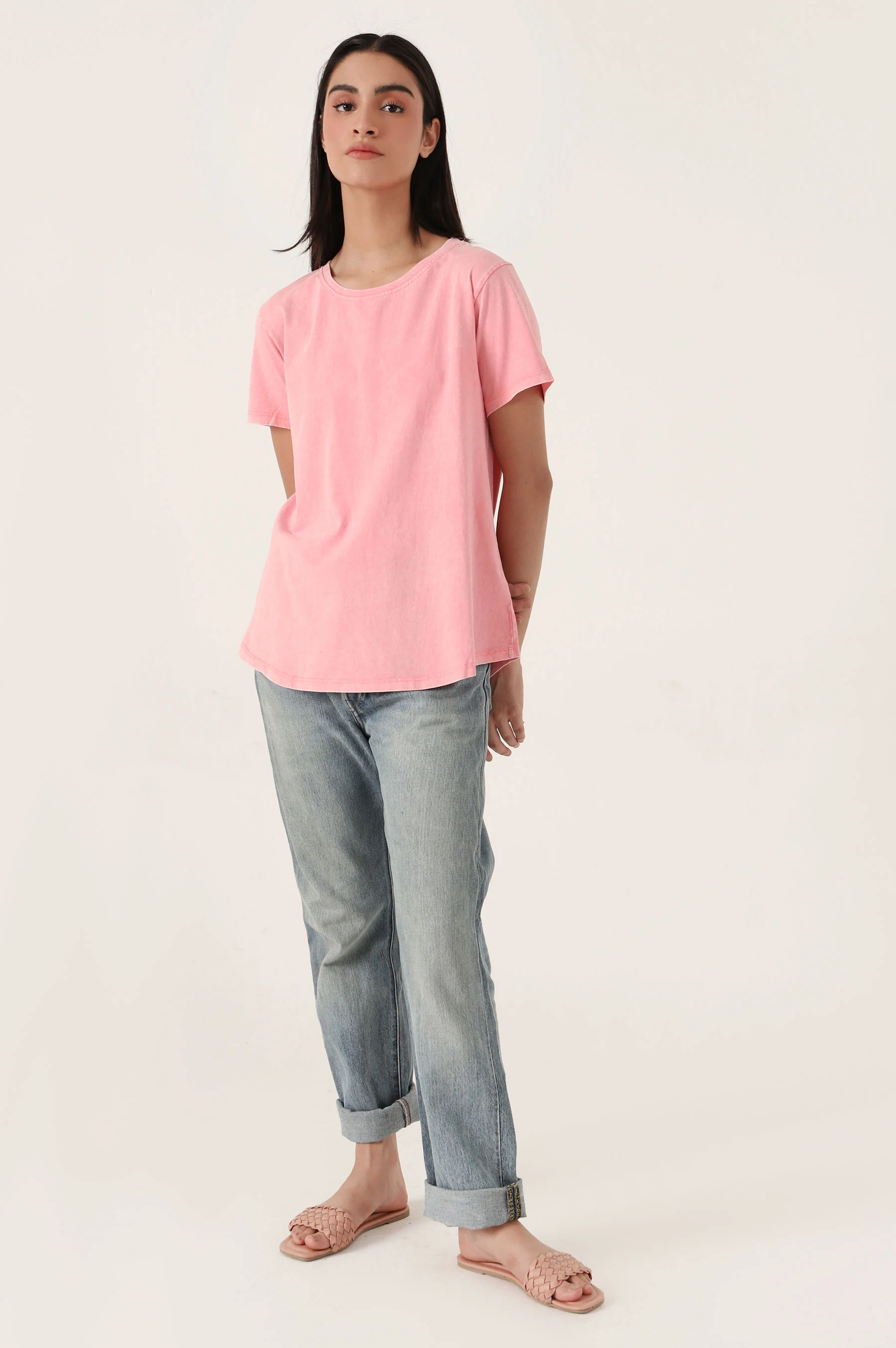 Crew Neck Half Sleeves Tee - Image 4