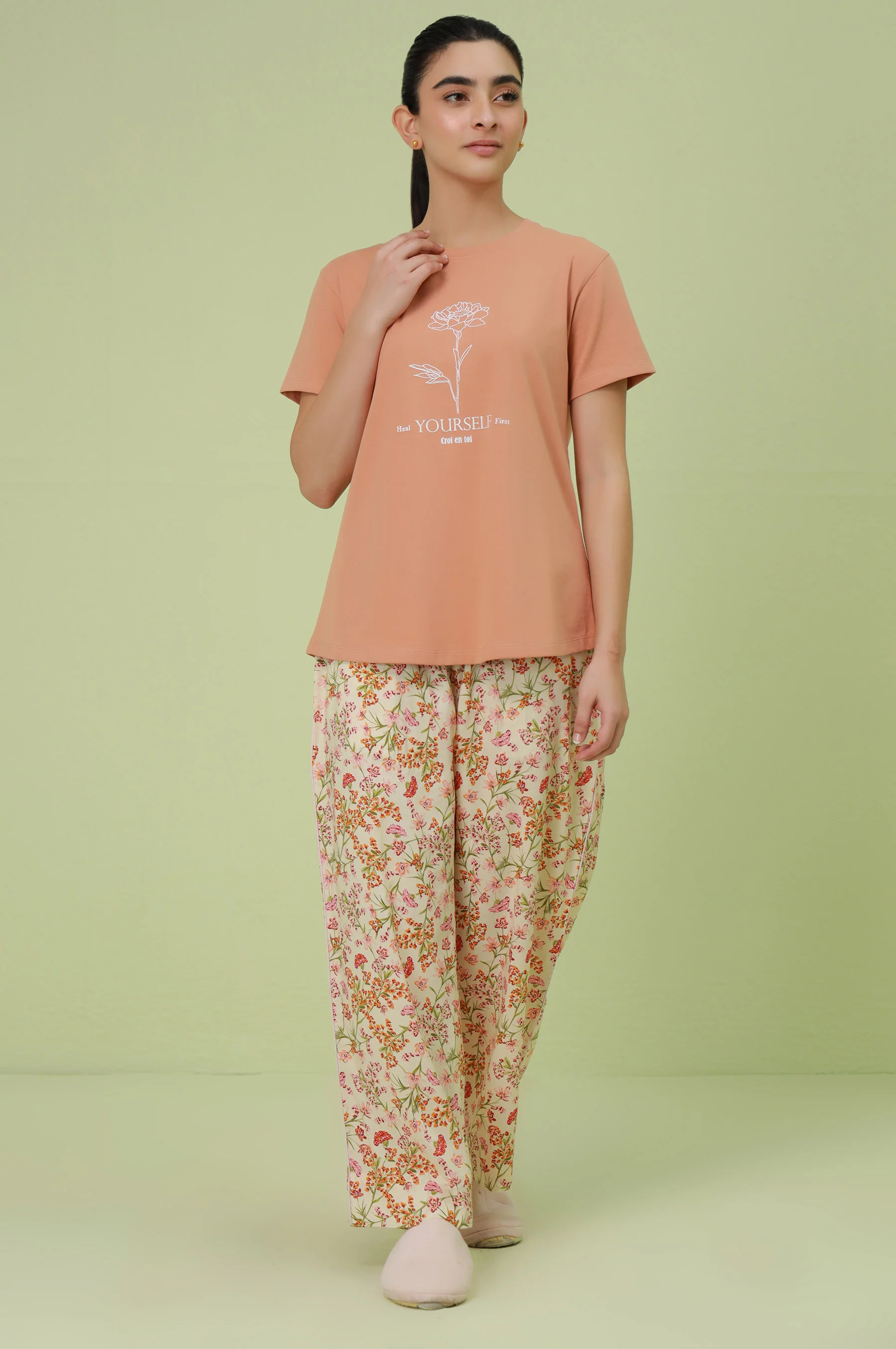 Crew Neck Half Sleeves Tee - Image 2