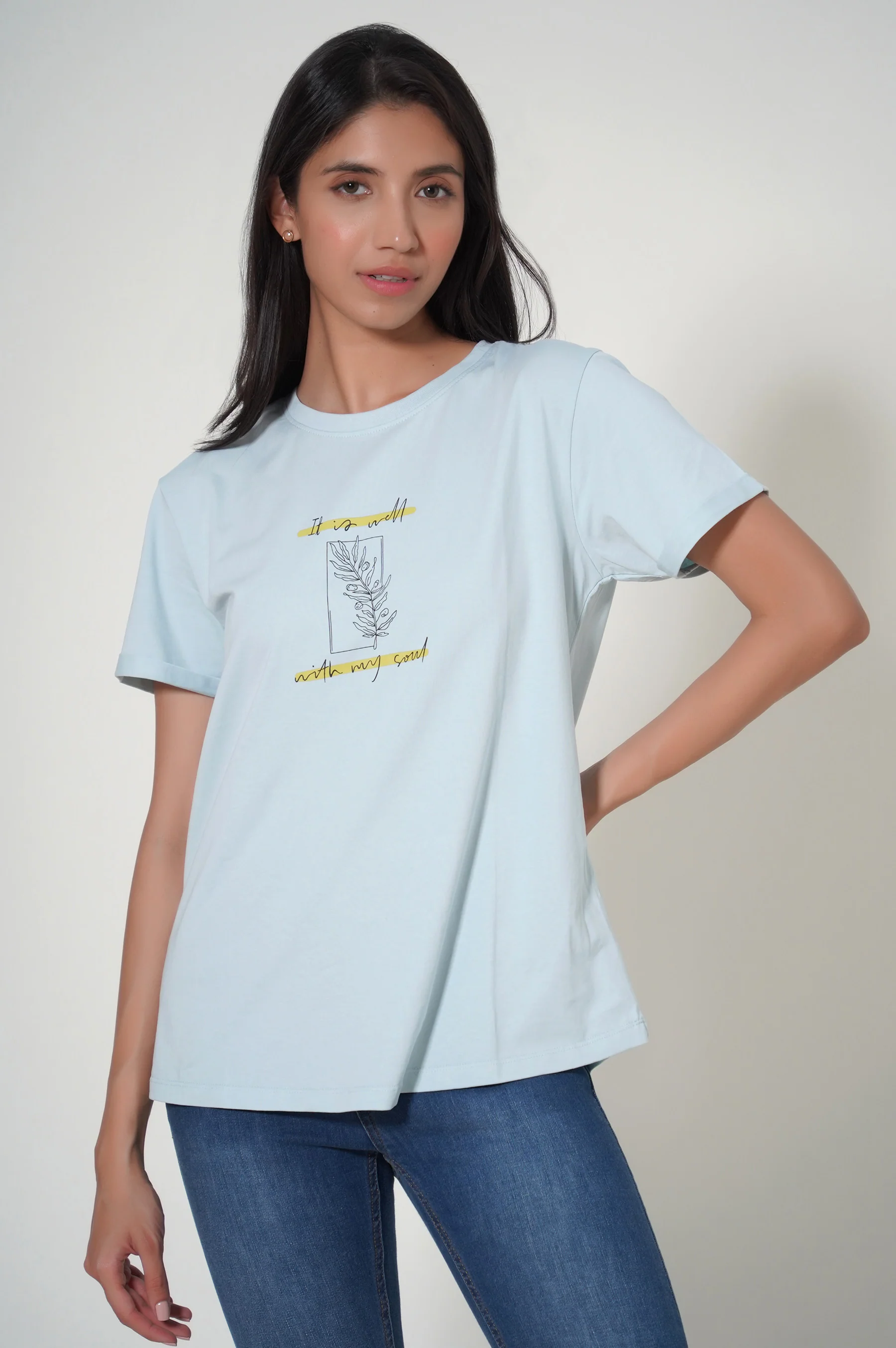 Crew Neck Half Sleeves Tee - Image 3