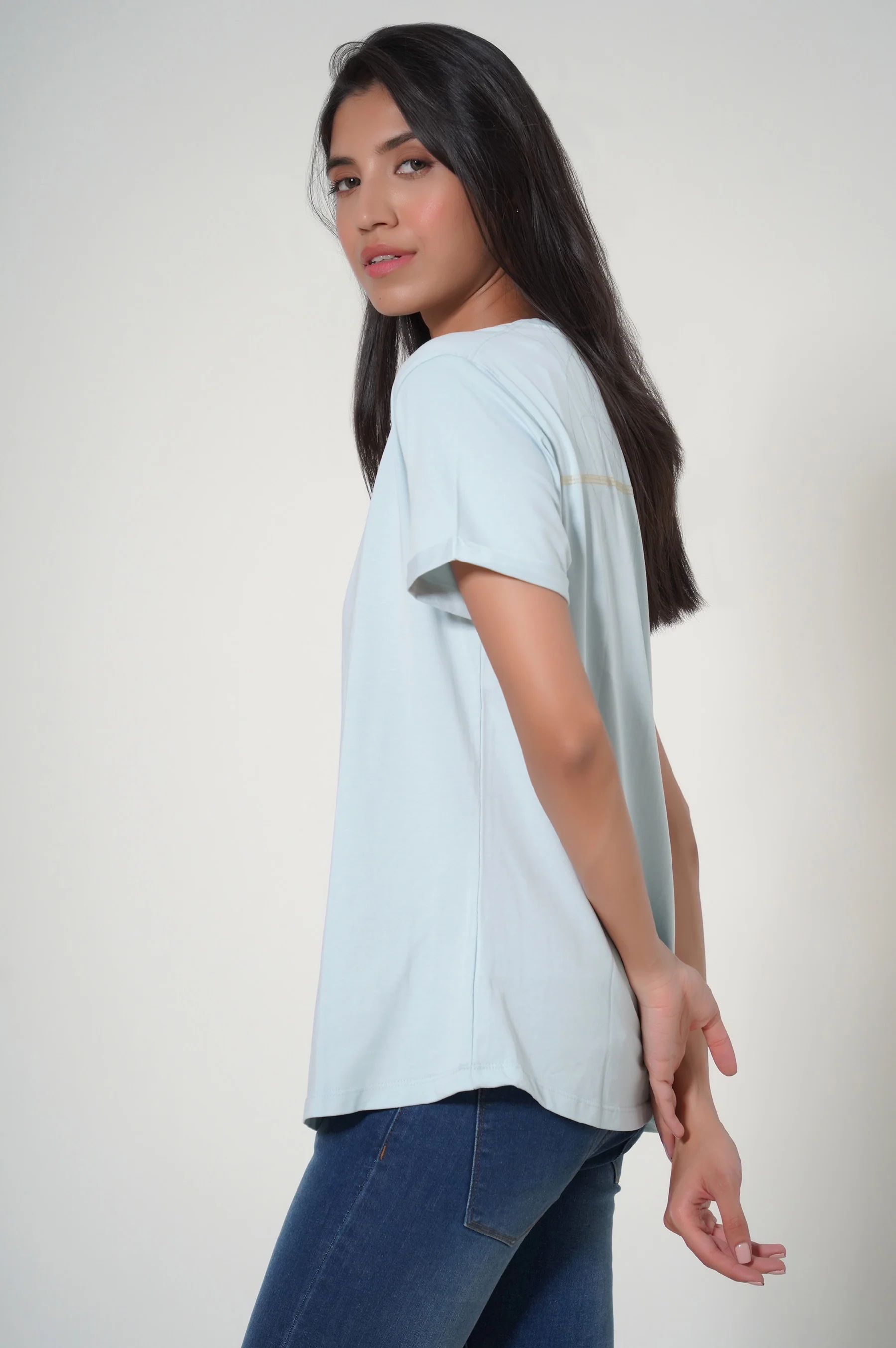 Crew Neck Half Sleeves Tee - Image 4
