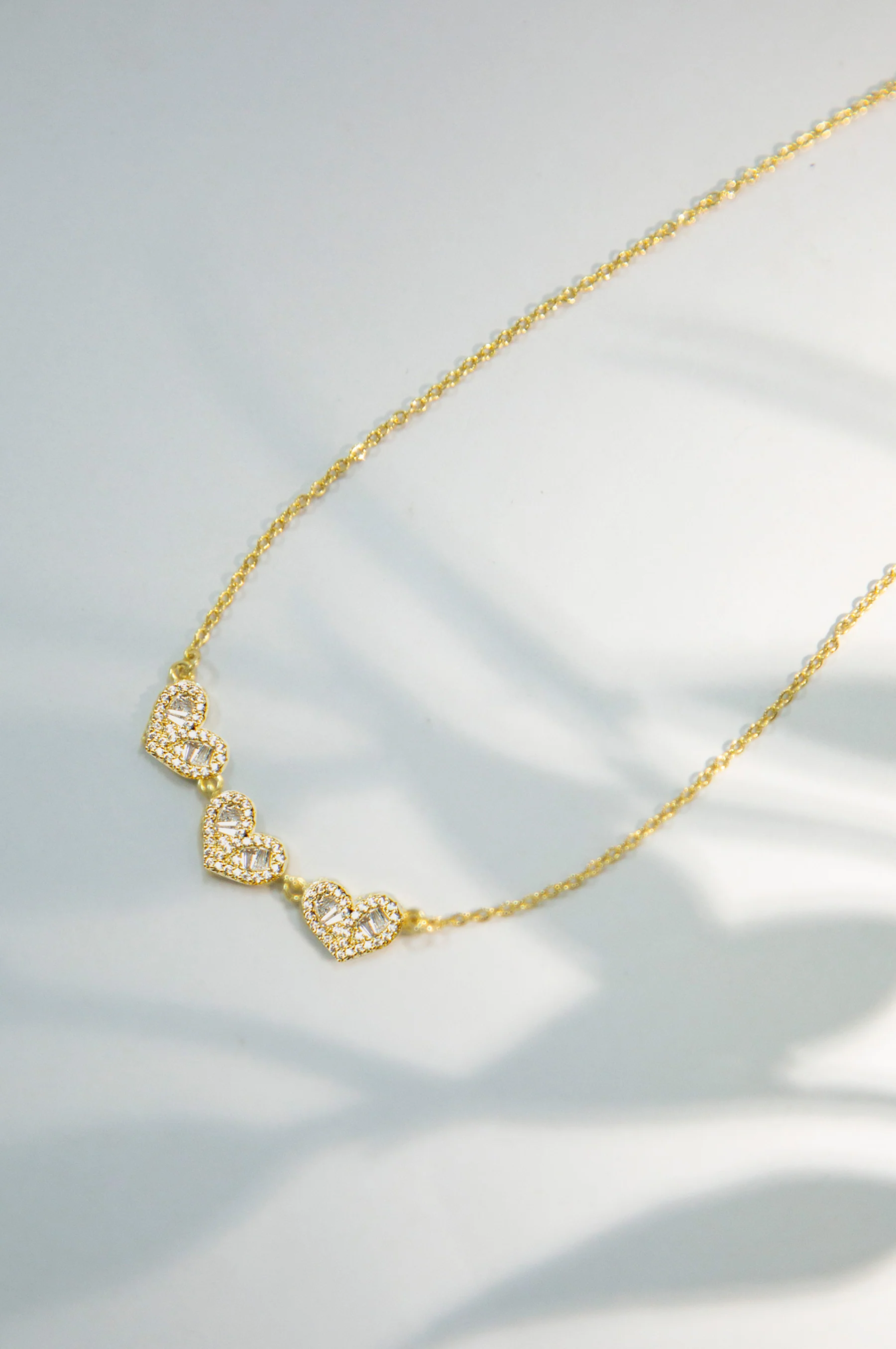 Gold-Plated Brass Necklace with White CZ - Image 2