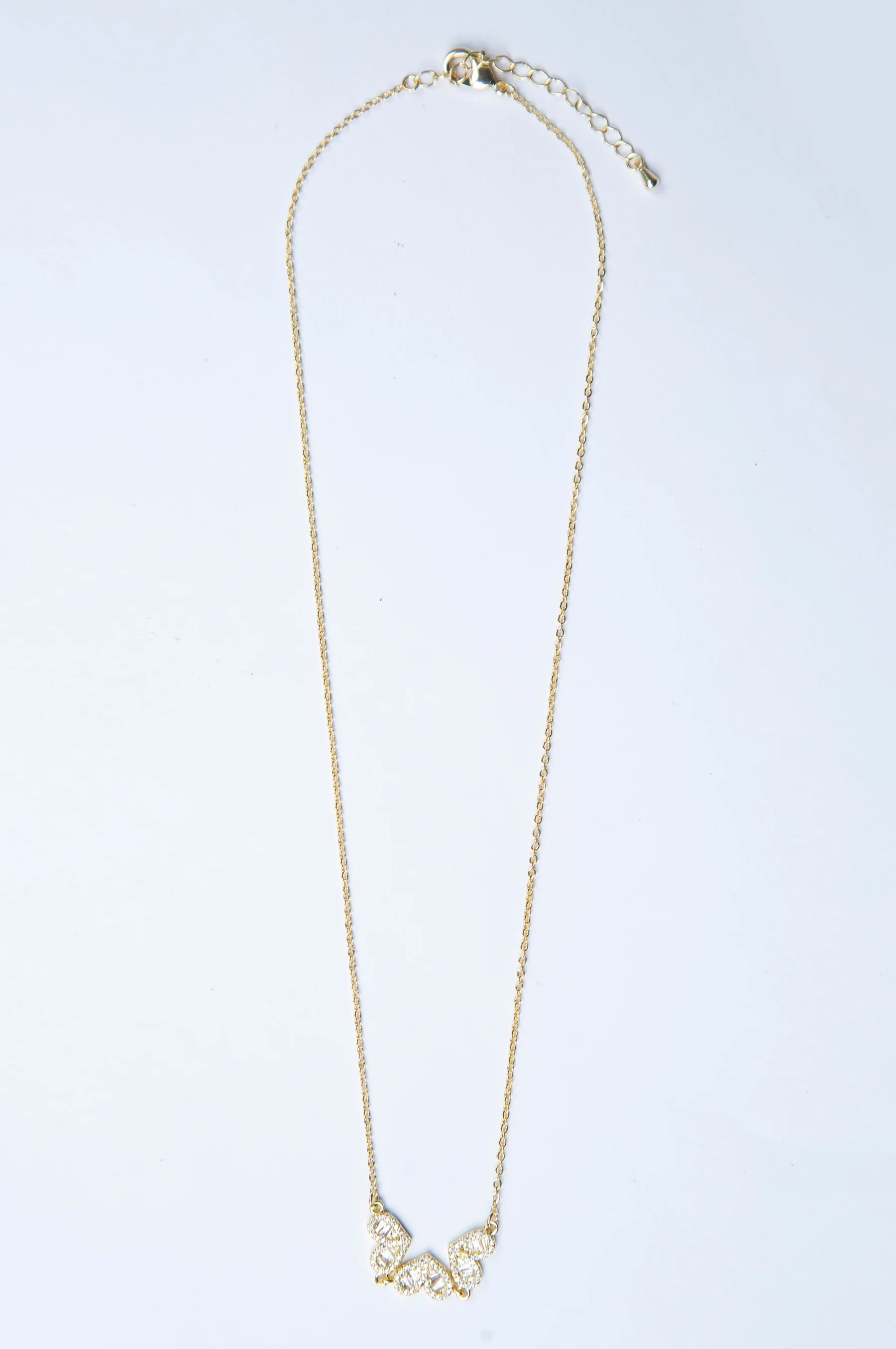 Gold-Plated Brass Necklace with White CZ - Image 3