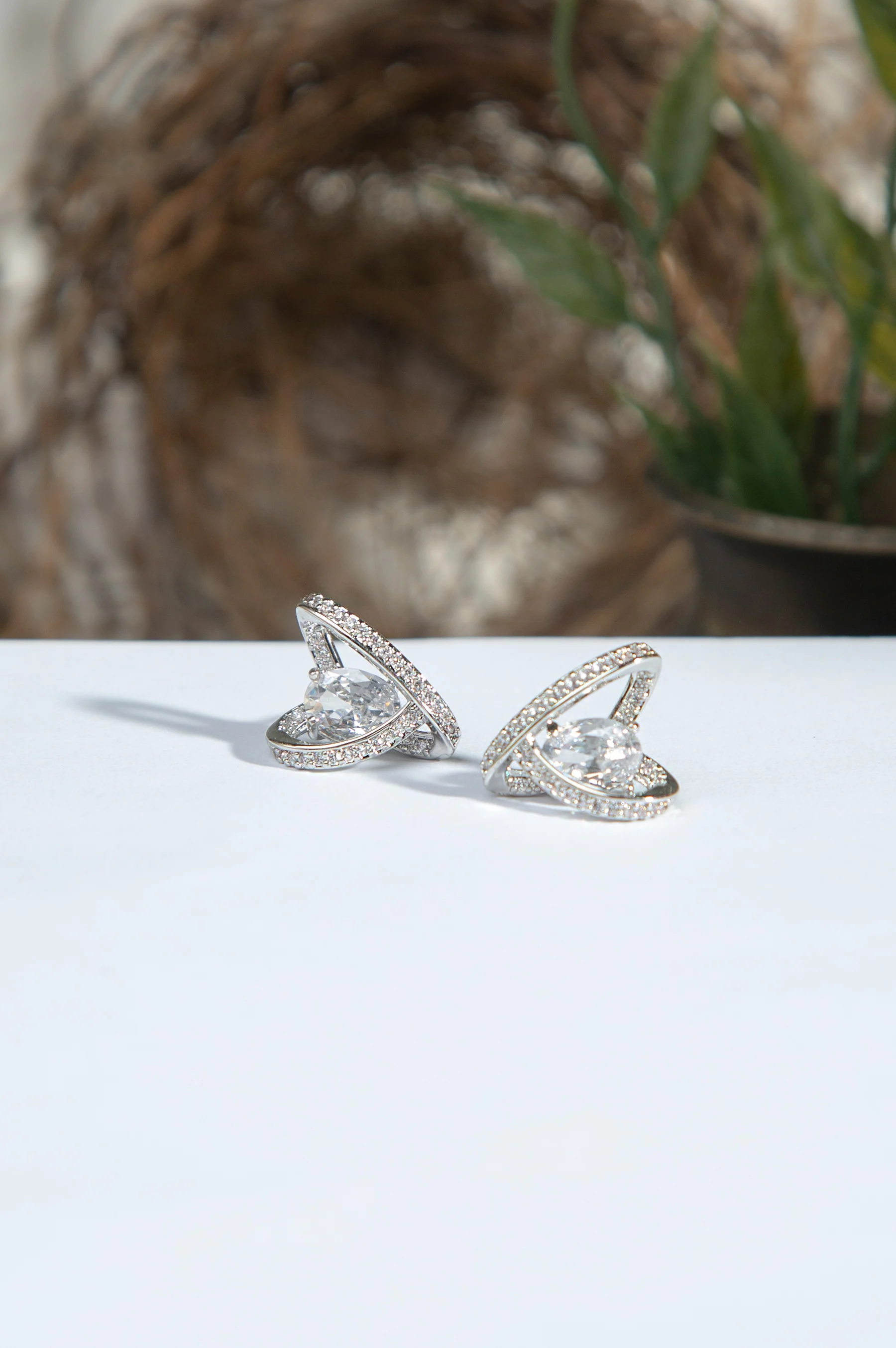 Rhodium Plated Zirconia Earrings - Image 3