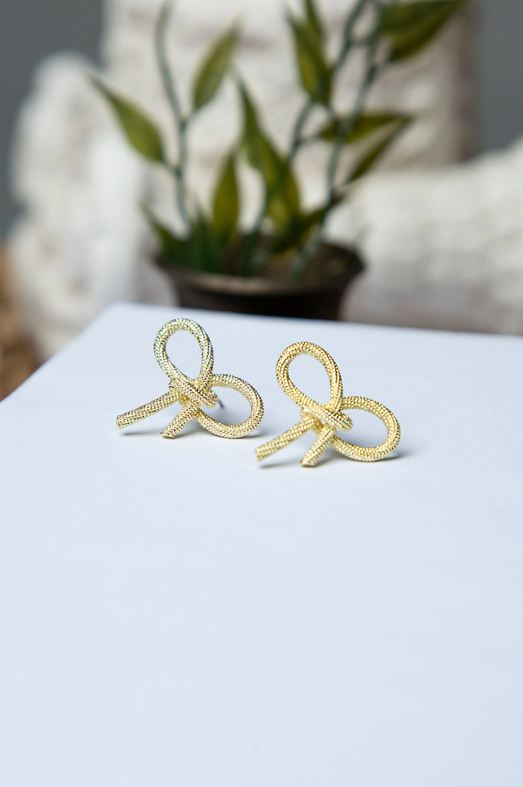 Bow Rhodium Plated Earrings - Image 2