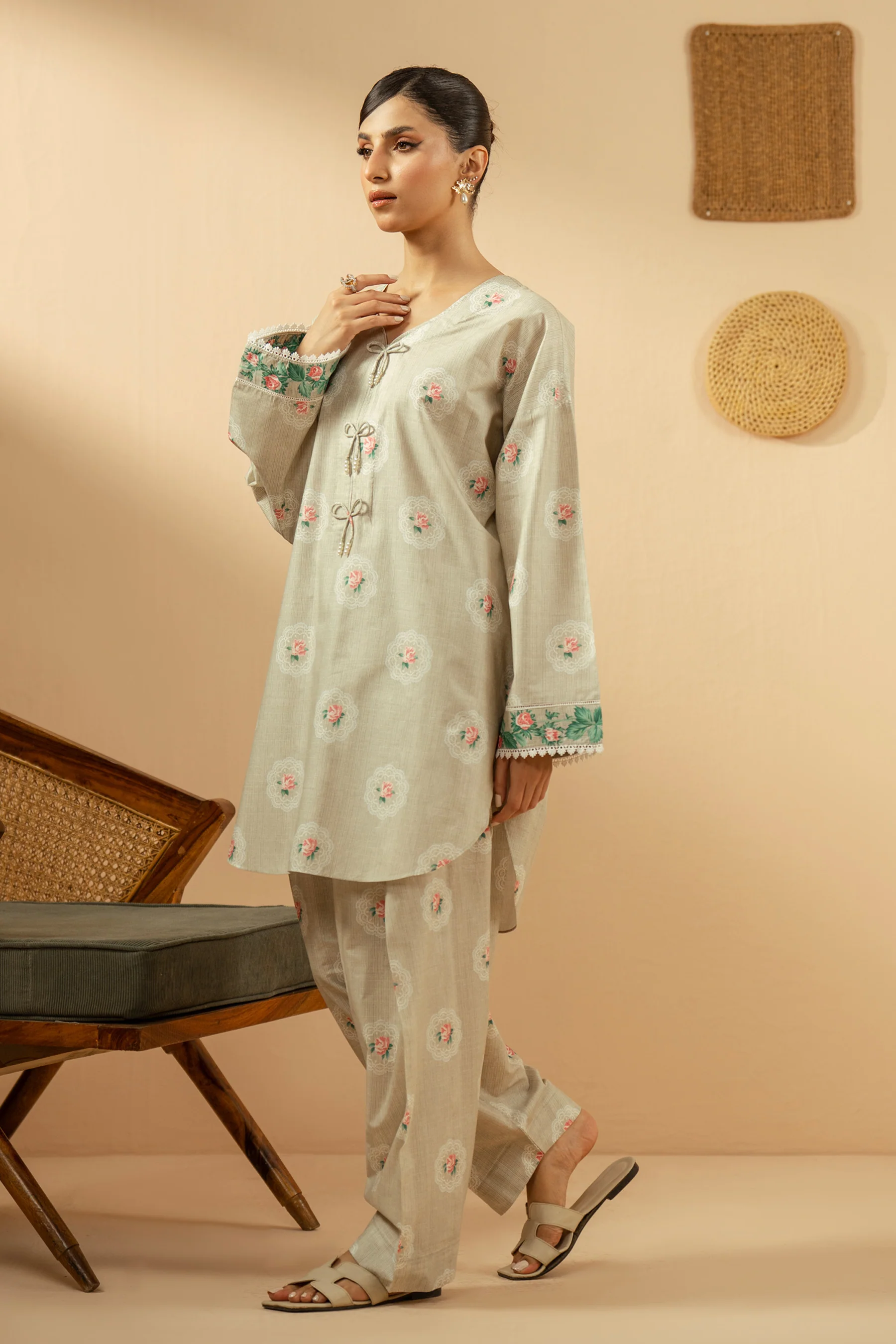 PRINTED CAMBRIC STITCHED 2 PIECE SUIT - Image 4
