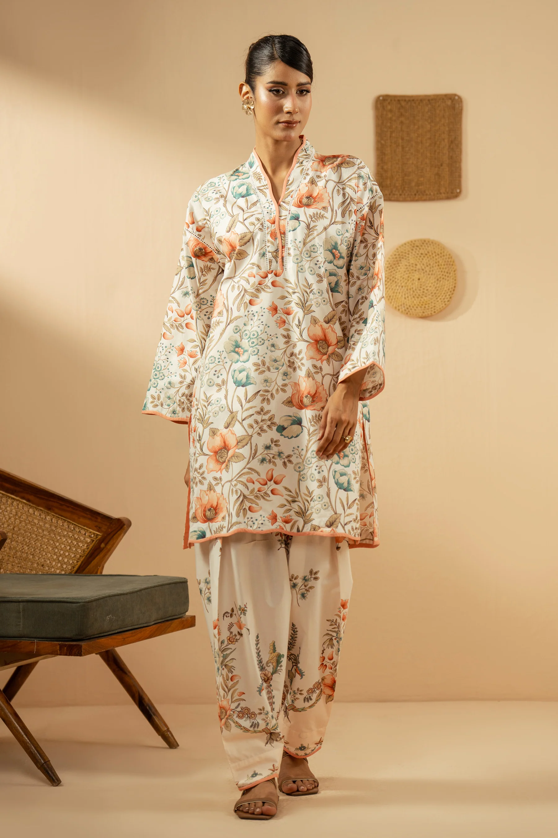 PRINTED CAMBRIC STITCHED SHIRT BOTTOM - Image 5
