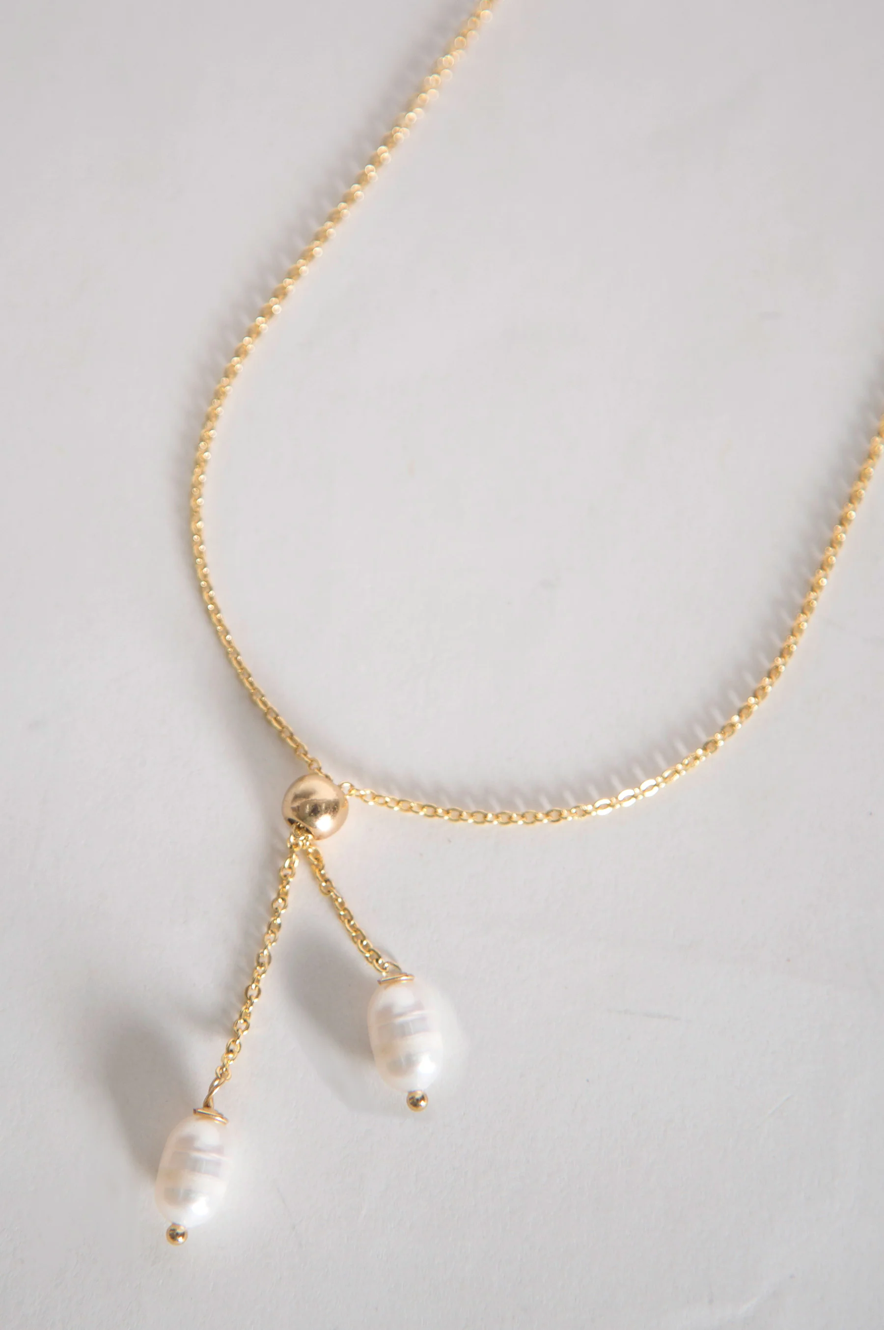 Double Pearl Drop Necklace