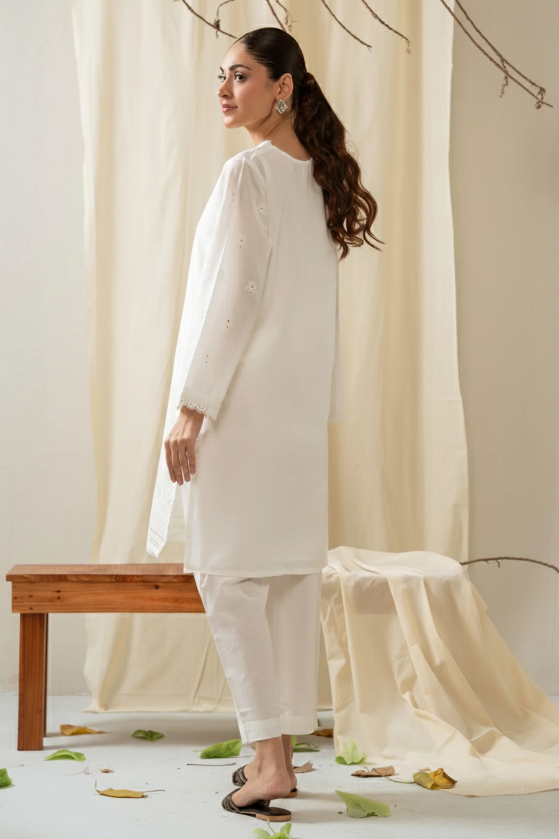 DYED POPLIN CHIKANKARI STITCHED 2 PIECE SUIT - Image 5