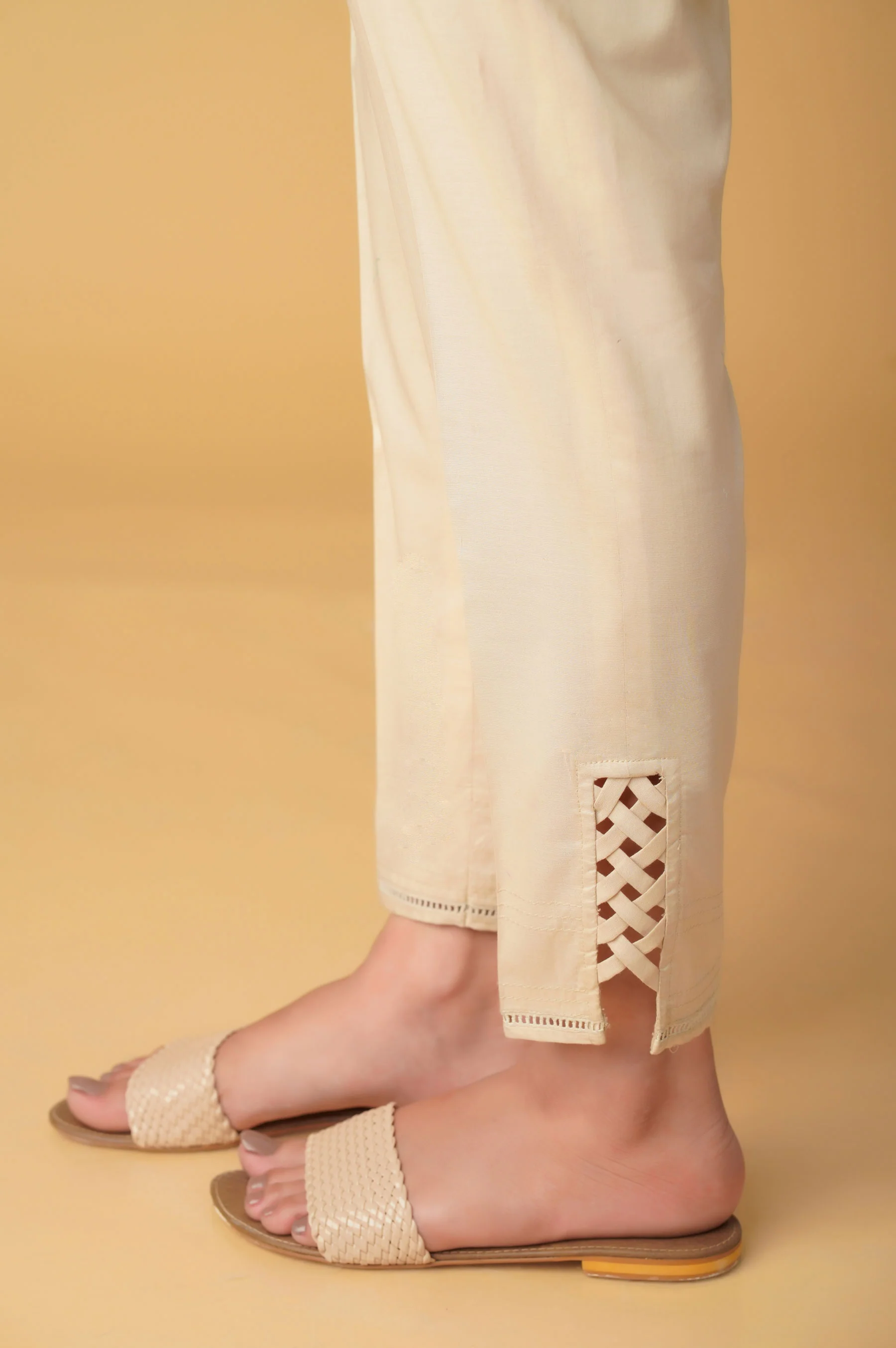 Embellished Cambric Cigarette Pants - Beige - Image 2